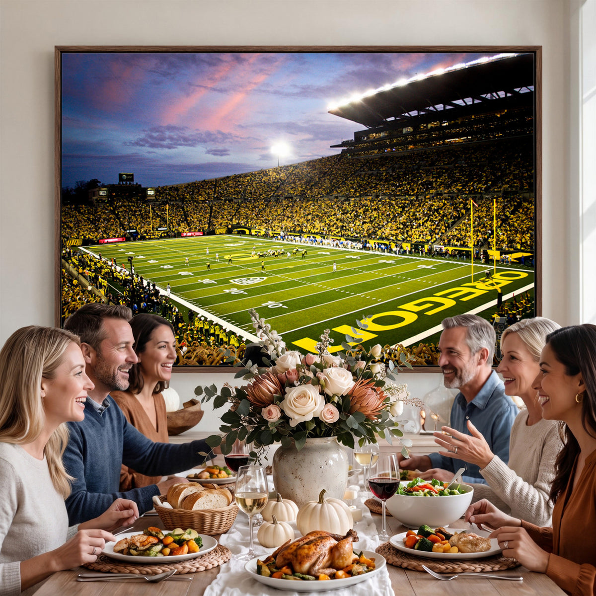 72017-MGV-CV-36X24 - University of Oregon Ducks Football Team Print, Eugene, Framed and Ready to Hang