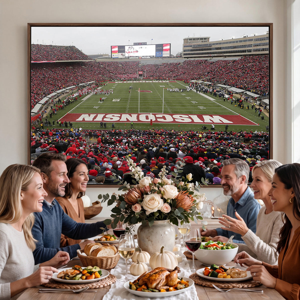 23461-MGV-CV-36X24 - Wisconsin Badgers Team Print Canvas, Madison Camp Randall Stadium Wall Art