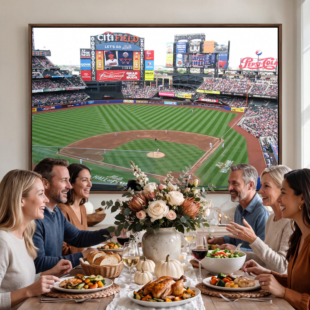 64829-MGV-CV-36X24 - New York Mets Baseball Team Print, Citi Field Baseball Stadium Wall Art