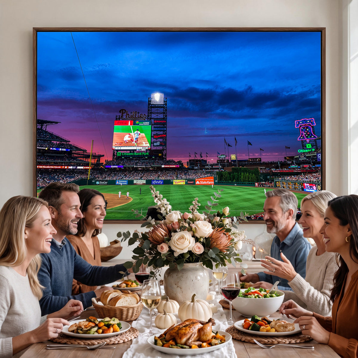 20427-MGV-CV-36X24 - Philadelphia Phillies Baseball Team Print, Citizens Bank Park, Extra Large Game Room Wall Decor