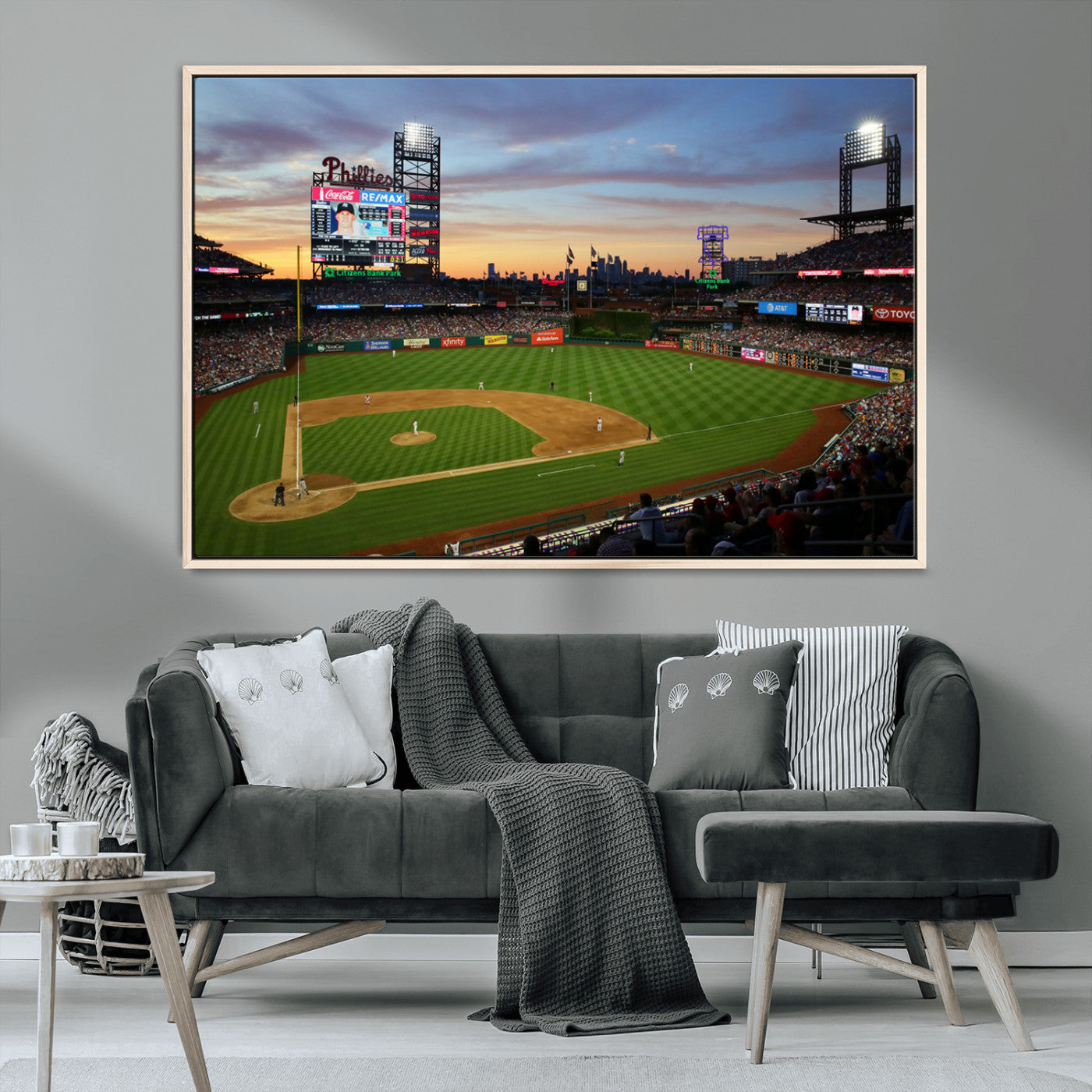 MGV-FC-36X24 - Citizens Bank Park Philadelphia Phillies Wall Art Canvas | 3-Panel Canvas Print of Phillies Stadium