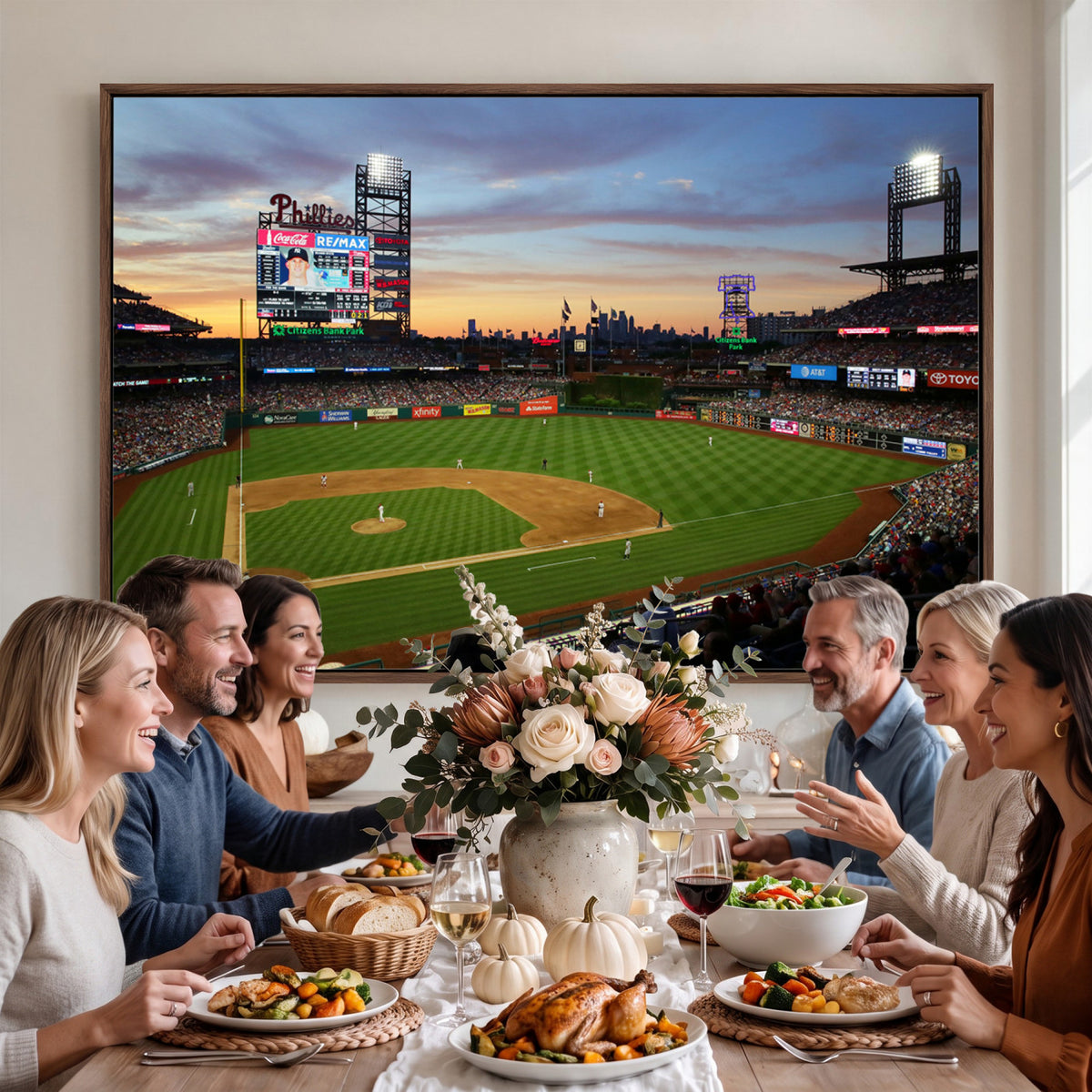 13778-MGV-CV-36X24 - Citizens Bank Park Philadelphia Phillies Wall Art Canvas | 3-Panel Canvas Print of Phillies Stadium