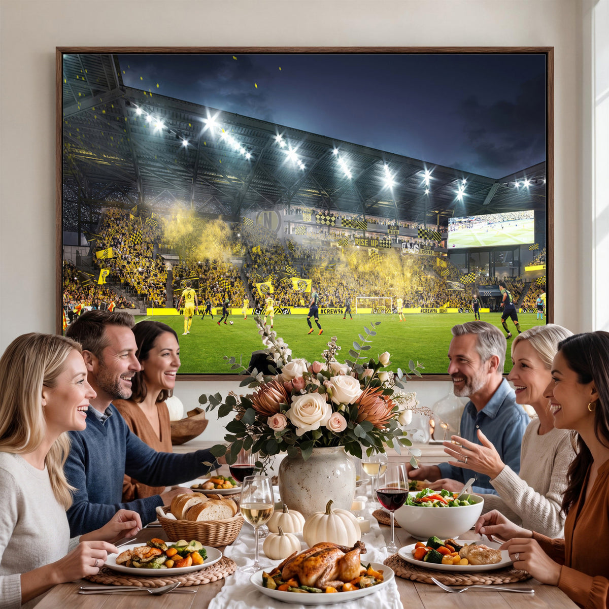 65820-MGV-CV-36X24 - Columbus Crew Stadium Match Triple Canvas Wall Art - Dynamic MLS Game Scene Canvas Wall Art