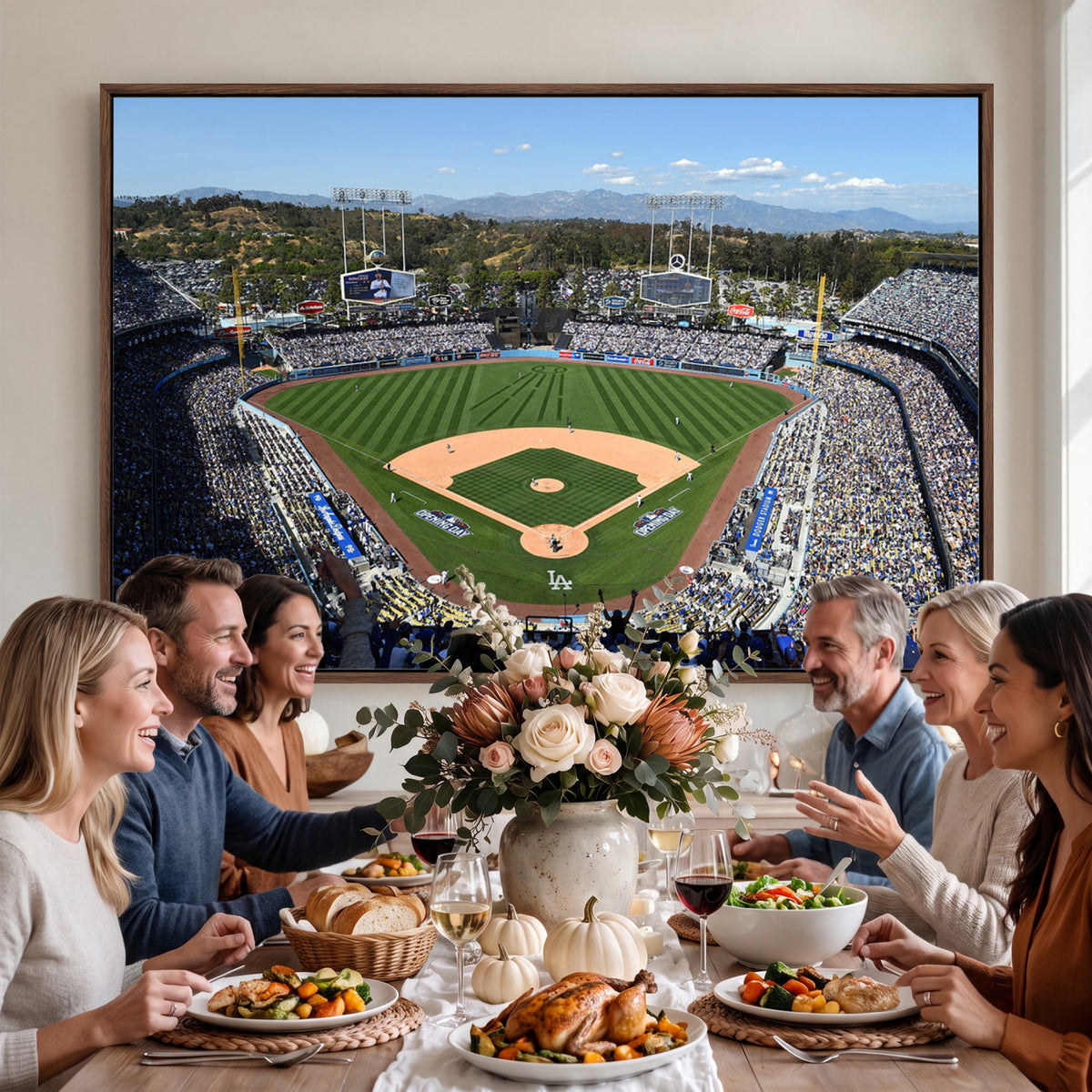 20436-MGV-CV-36X24 - Los Angeles Dodgers Dodger Stadium Wall Art Canvas Print, Framed and Ready to Hang