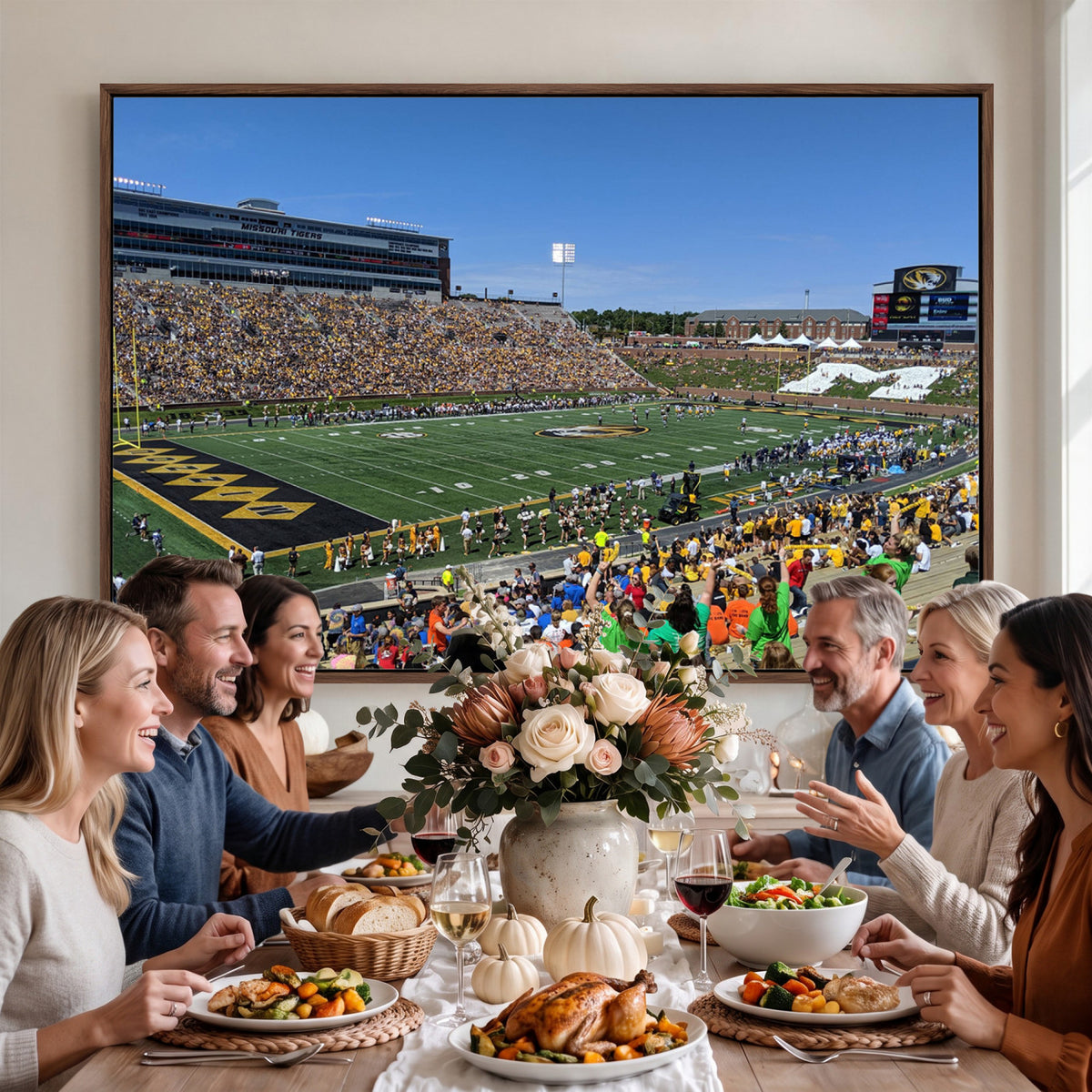 38399-MGV-CV-36X24 - University of Missouri Tigers Football Team Print, Columbia Faurot Field Memorial Stadium Wall Art