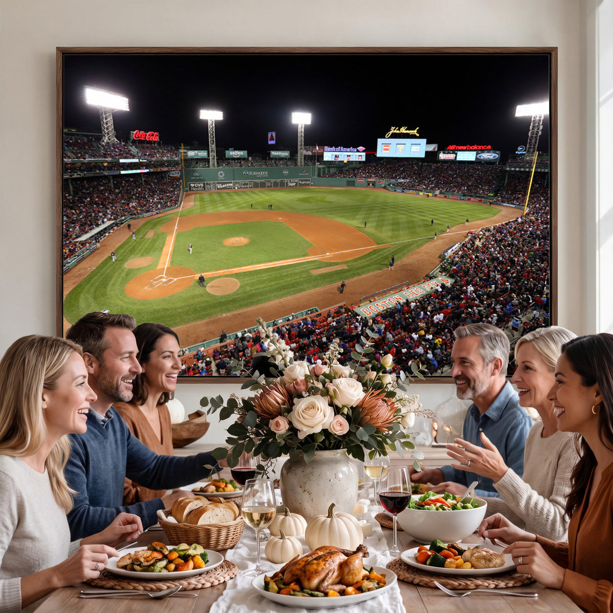 41158-MGV-CV-36X24 - Boston Red Sox Baseball Team Print, Massachusetts Fenway Park Stadium Wall Art
