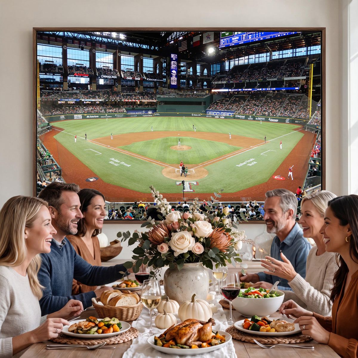 78468-MGV-CV-36X24 - Texas Rangers Baseball Team Print, Arlington Globe Life Field Stadium Wall Art