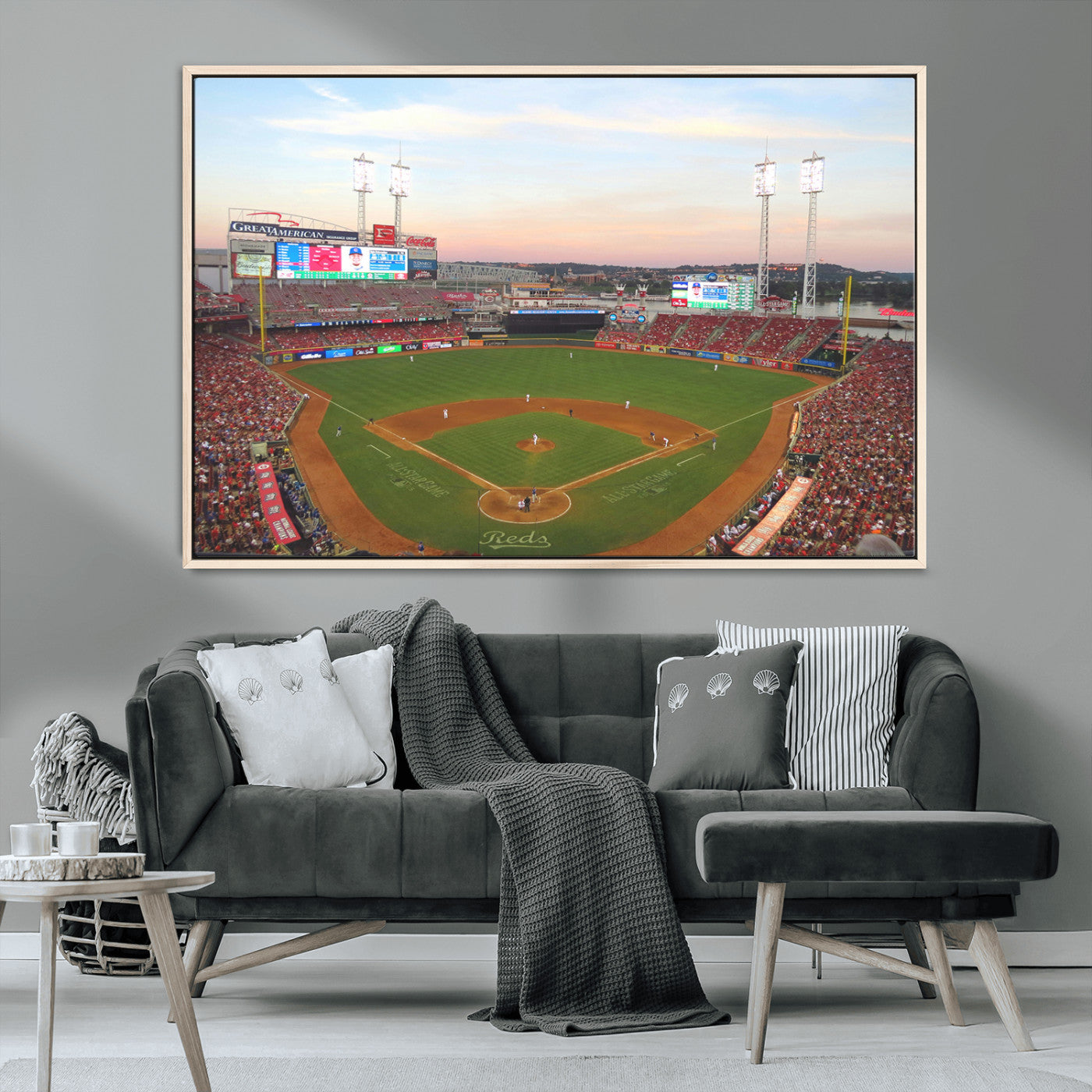 MGV-FC-36X24 - Cincinnati Reds Baseball Print Canvas- Cincinnati Great American Ball Park Stadium Wall Art Canvas