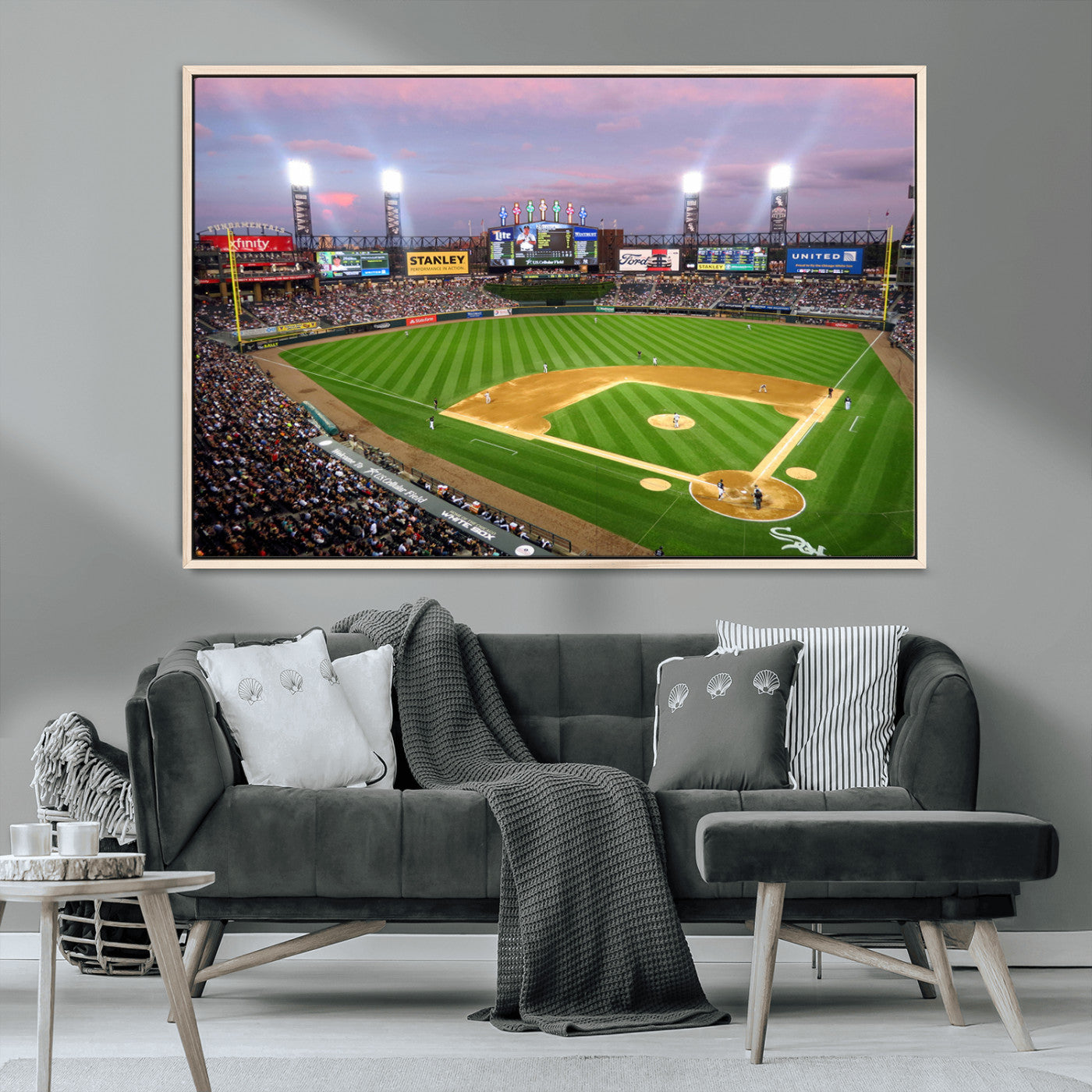 MGV-FC-36X24 - Chicago White Sox Baseball Team Print Canvas- Guaranteed Rate Field Stadium Wall Art Canvas Print