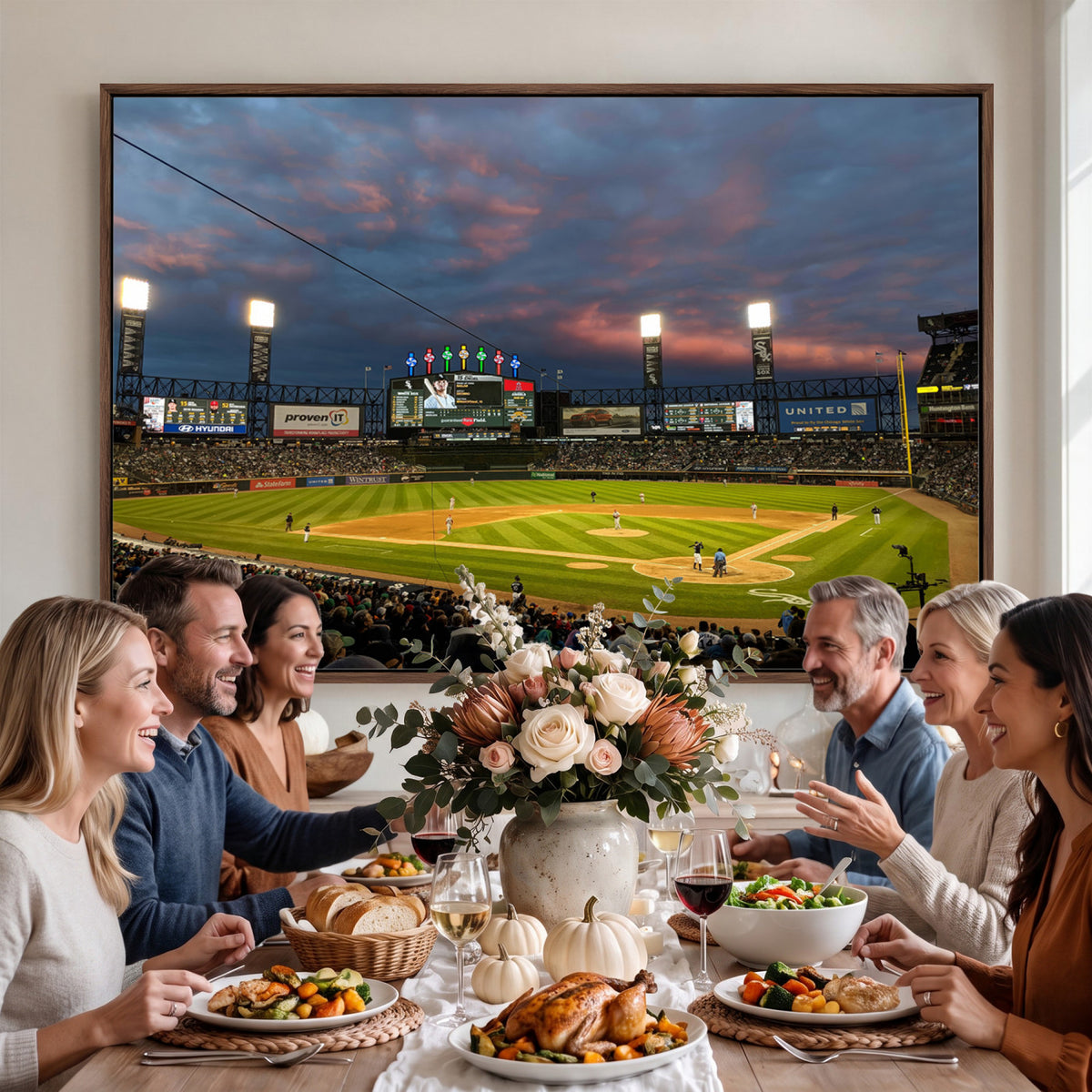 96063-MGV-CV-36X24 - Chicago White Sox Baseball Team Print Canvas, Guaranteed Rate Field, Framed and Ready to Hang