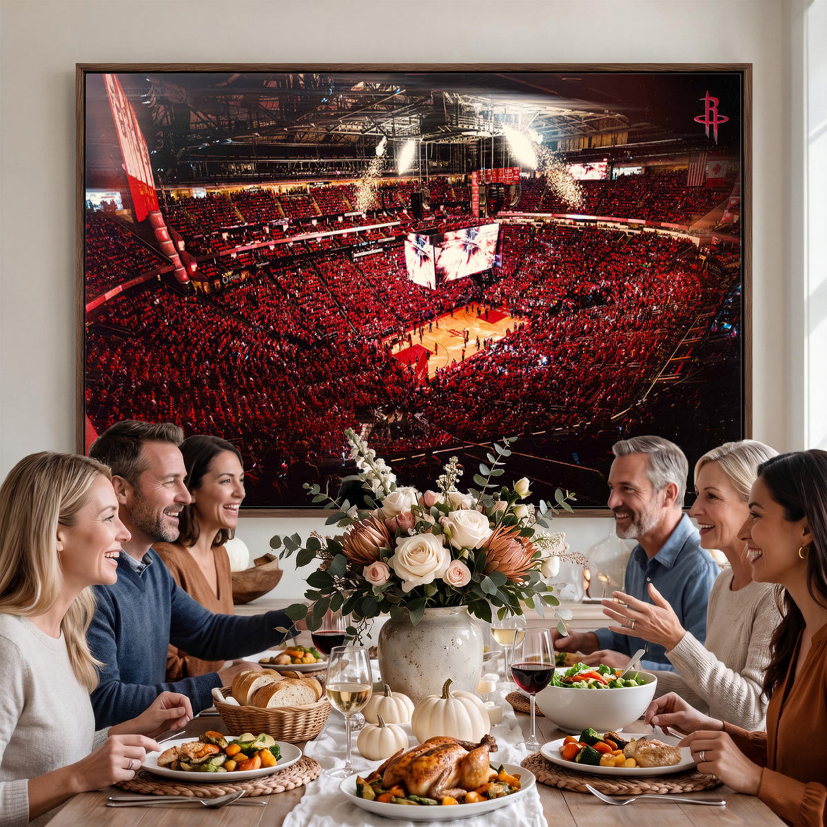 91527-MGV-CV-36X24 - Houston Rockets Basketball Team Print Canvas, Houston Toyota Center Arena Wall Art