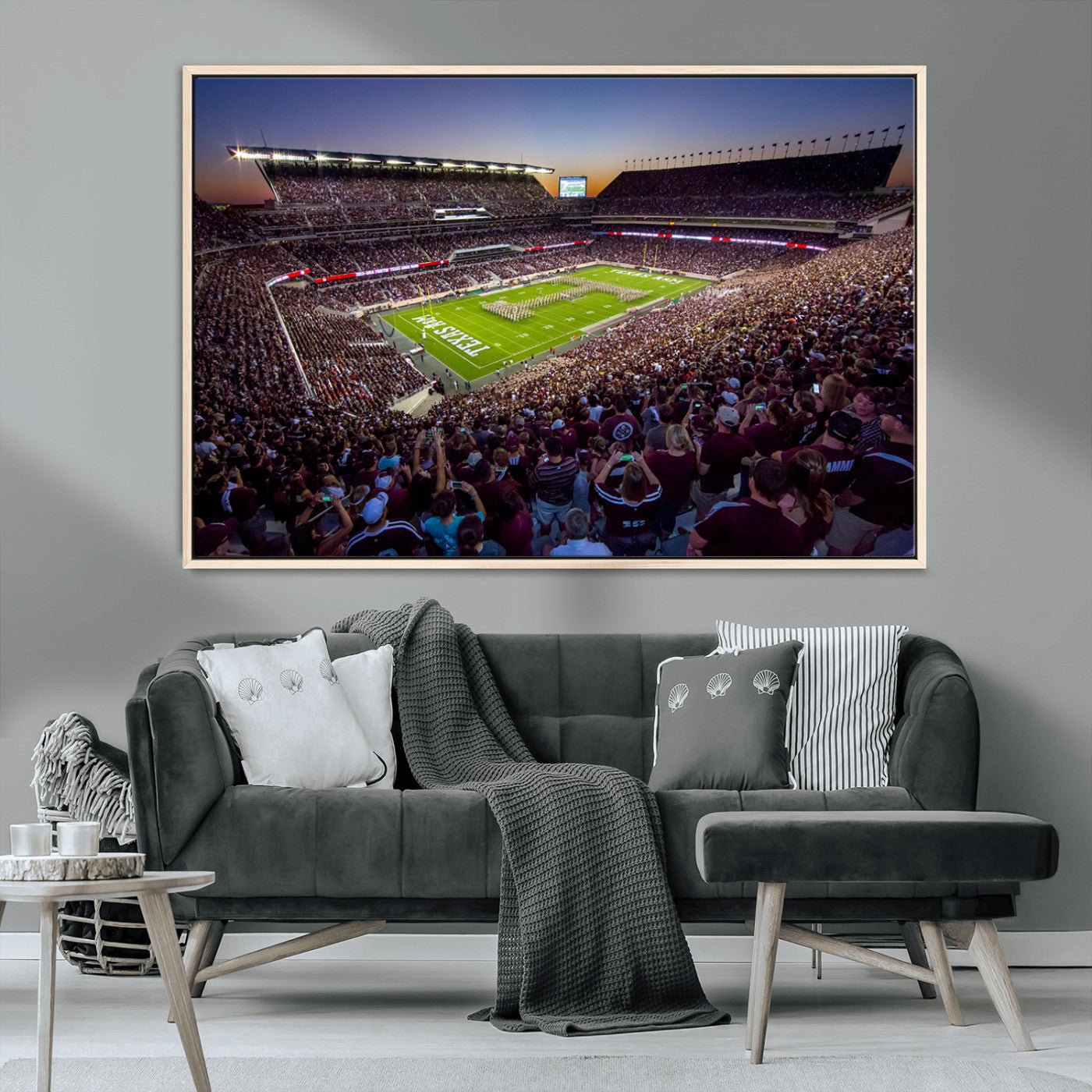 MGV-FC-36X24 - Texas A&M University Aggies Football Team Print - College Station Kyle Field Stadium Wall Art Canvas