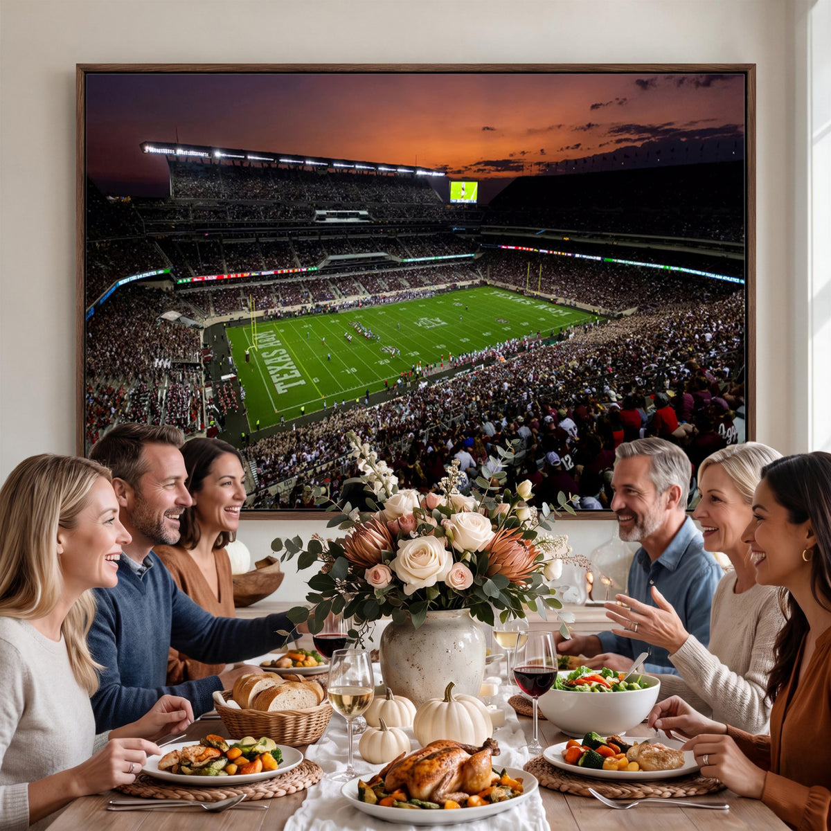 45603-MGV-CV-36X24 - Texas A&M Aggies Football Team Print, College Station Kyle Field Stadium Canvas Wall Art