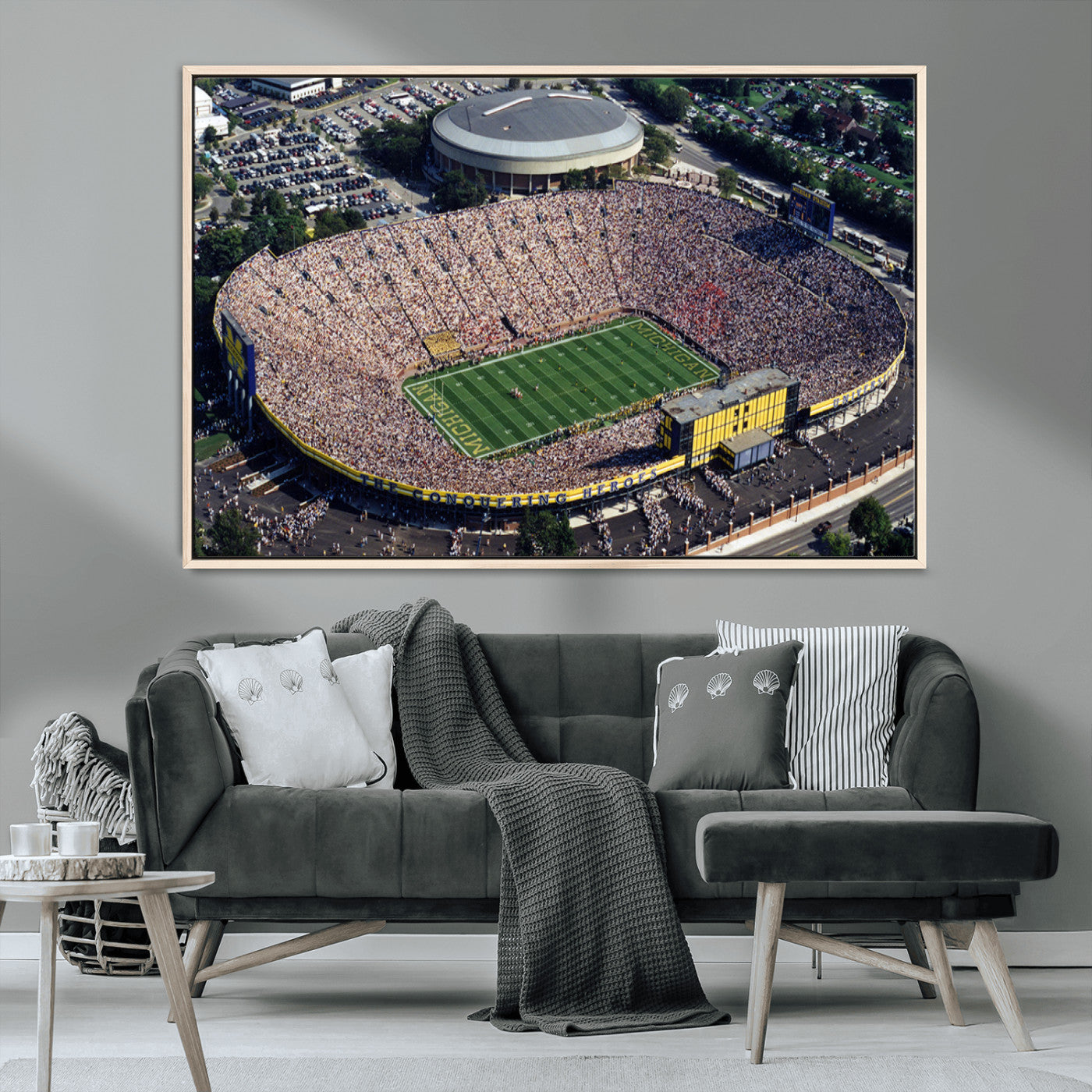 MGV-FC-36X24 - Michigan Wolverines Football Team Print - Ann Arbor Michigan Stadium Print, Michigan Wolverines