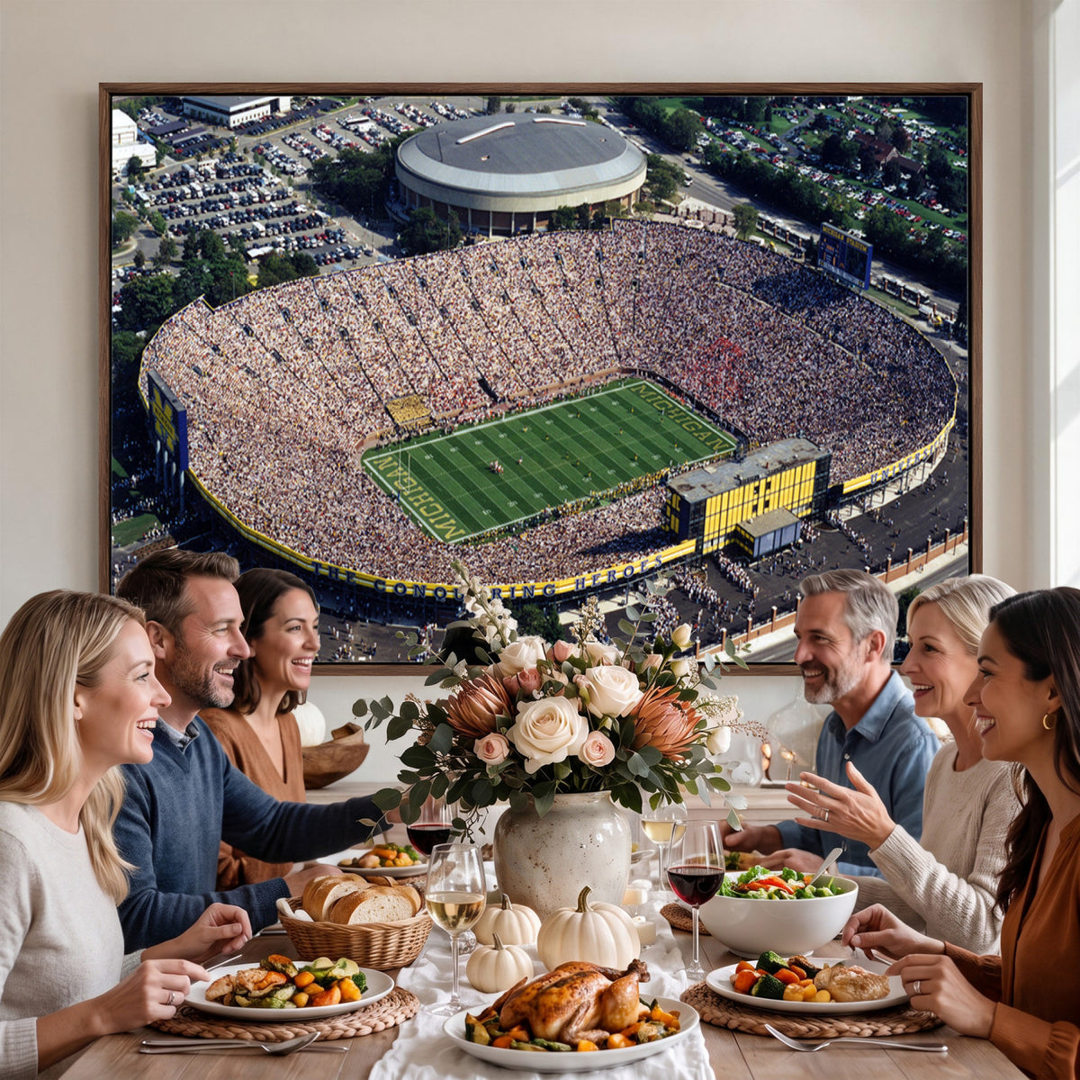 27314-MGV-CV-36X24 - Michigan Wolverines Football Team Print, Ann Arbor Michigan Stadium Wall Art