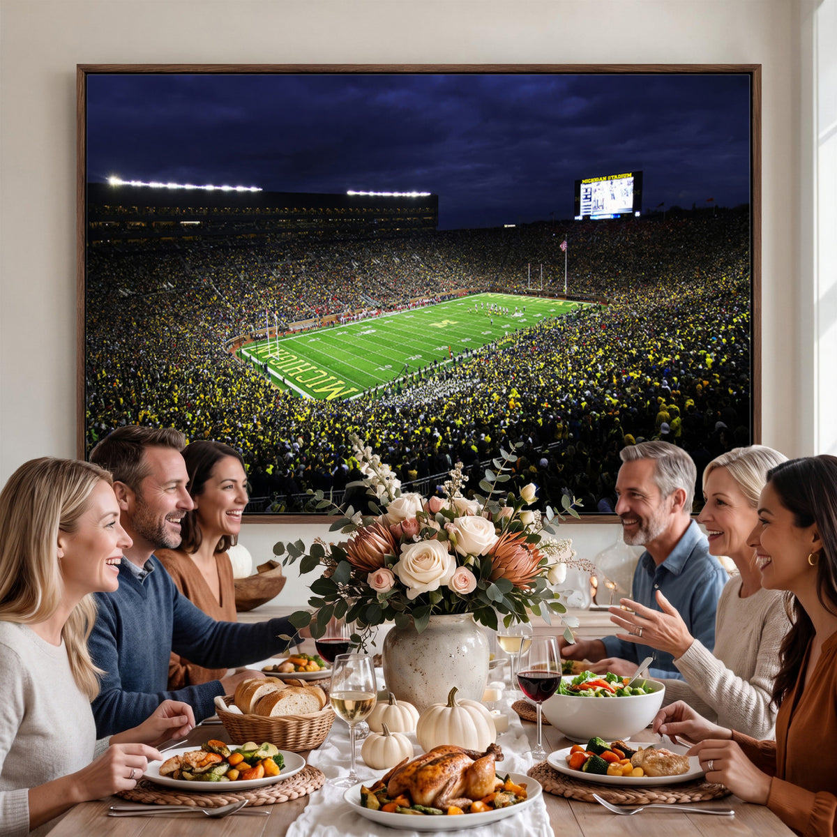 15448-MGV-CV-36X24 - Michigan Wolverines Football Canvas Wall Decor, Football Team Print, Ann Arbor Michigan Stadium