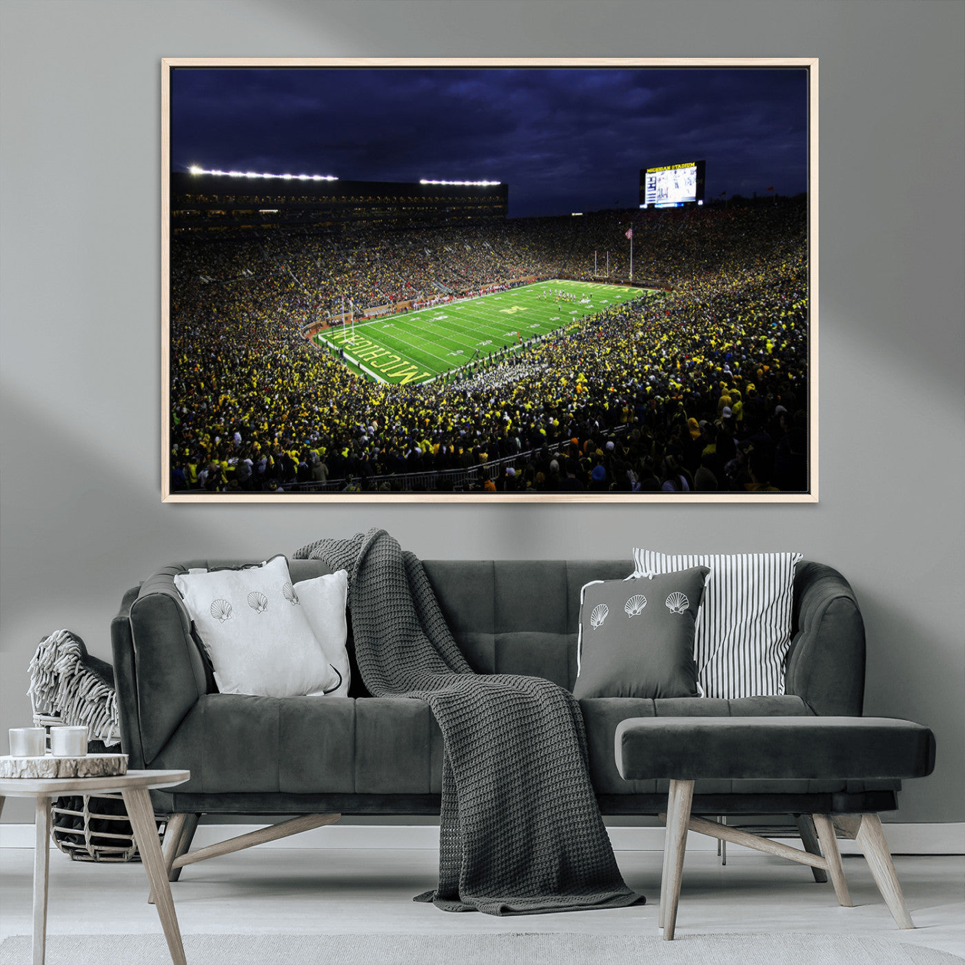 MGV-FC-36X24 - Michigan Wolverines Football Canvas Wall Decor, Football Team Print - Ann Arbor Michigan Stadium