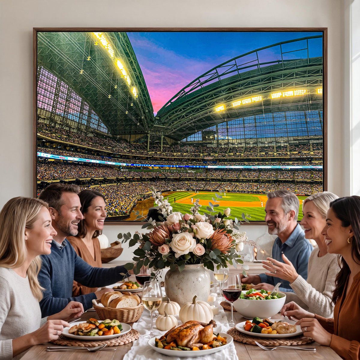 17006-MGV-CV-36X24 - Milwaukee Brewers Baseball Team Print Canvas, American Family Field Stadium Wall Art