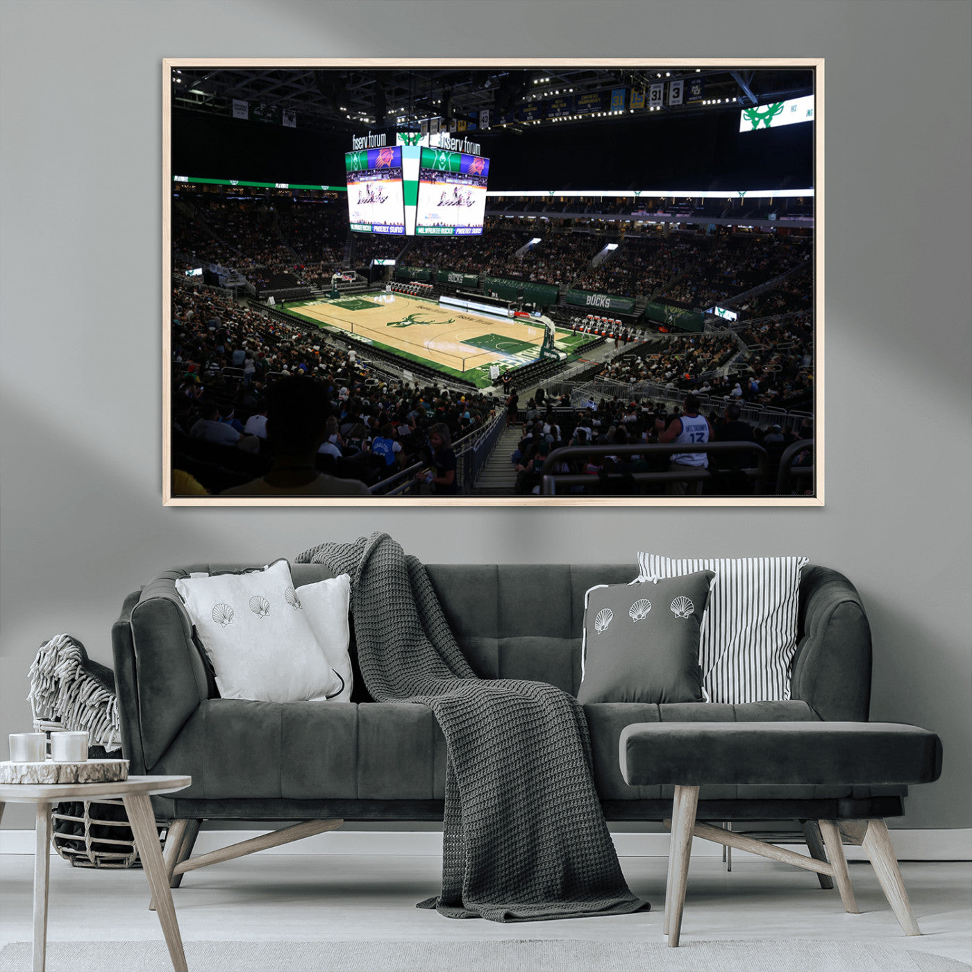 MGV-FC-36X24 - Milwaukee Bucks Basketball Print - Fiserv Forum Stadium Wall Art Canvas Print