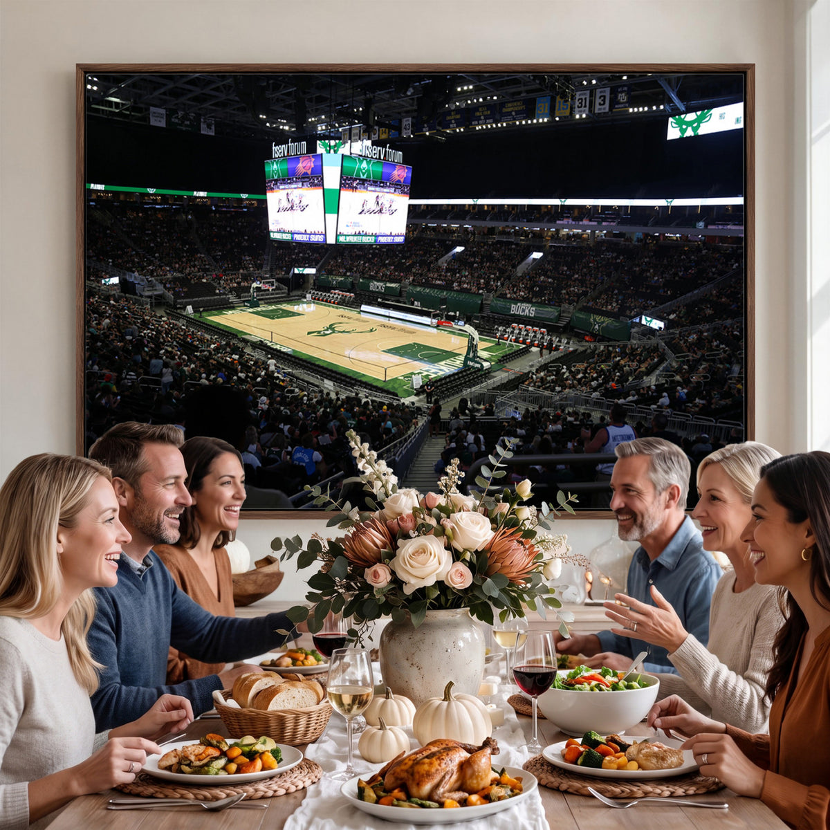 69882-MGV-CV-36X24 - Milwaukee Bucks Basketball Print, Fiserv Forum Stadium Wall Art