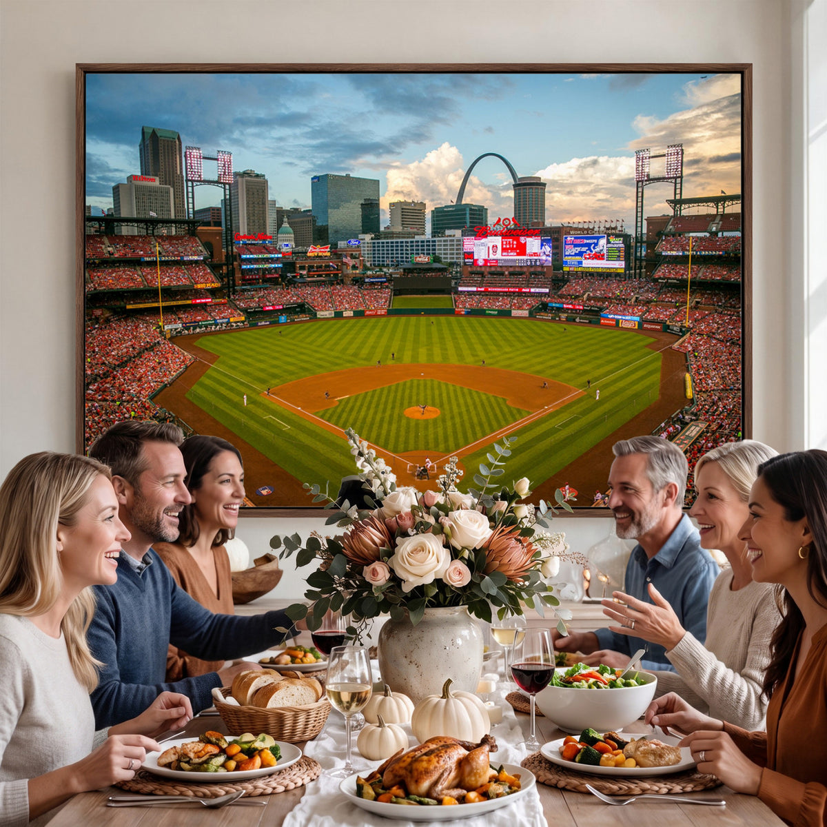 34054-MGV-CV-36X24 - St. Louis Cardinals Baseball Team Print, Busch Stadium Wall Art, Framed and Ready to Hang