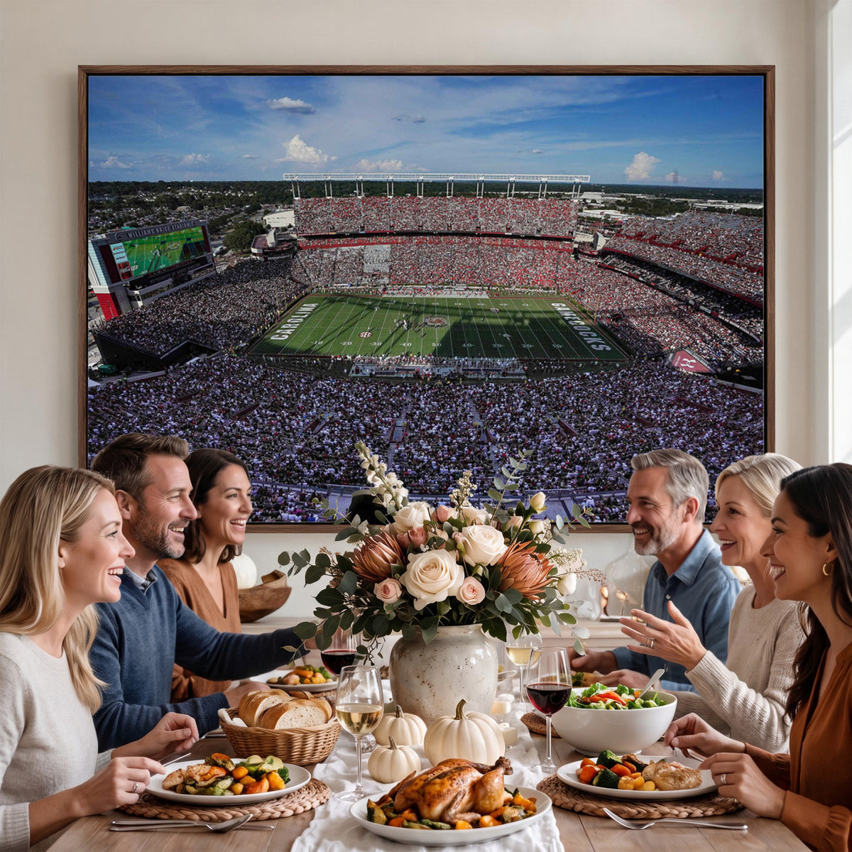 83382-MGV-CV-36X24 - South Carolina Gamecocks Football Team Print, Columbia Williams-Brice Stadium Wall Art