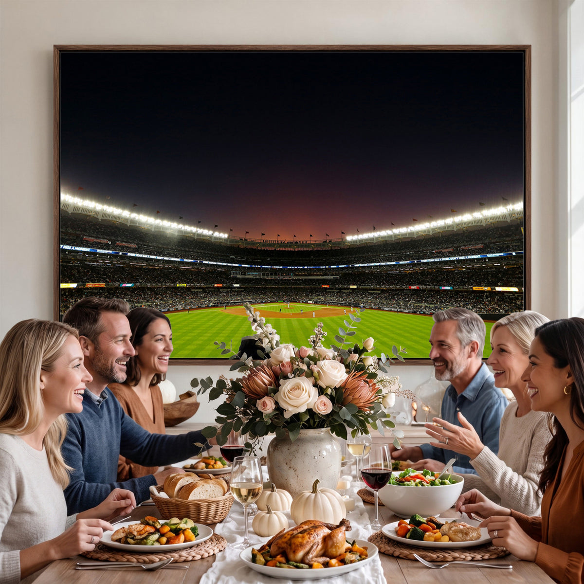 59138-MGV-CV-36X24 - Yankee Stadium Night Game Triple Canvas, New York Yankees Stadium Wall Art