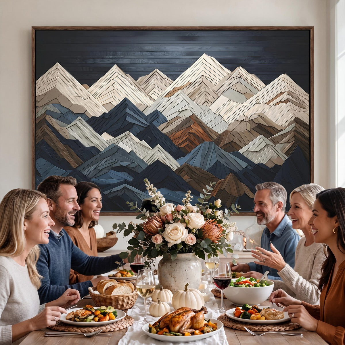 12896-MGV-CV-24X16 - Mountain Wall Art, Modern Abstract Landscape Canvas Print