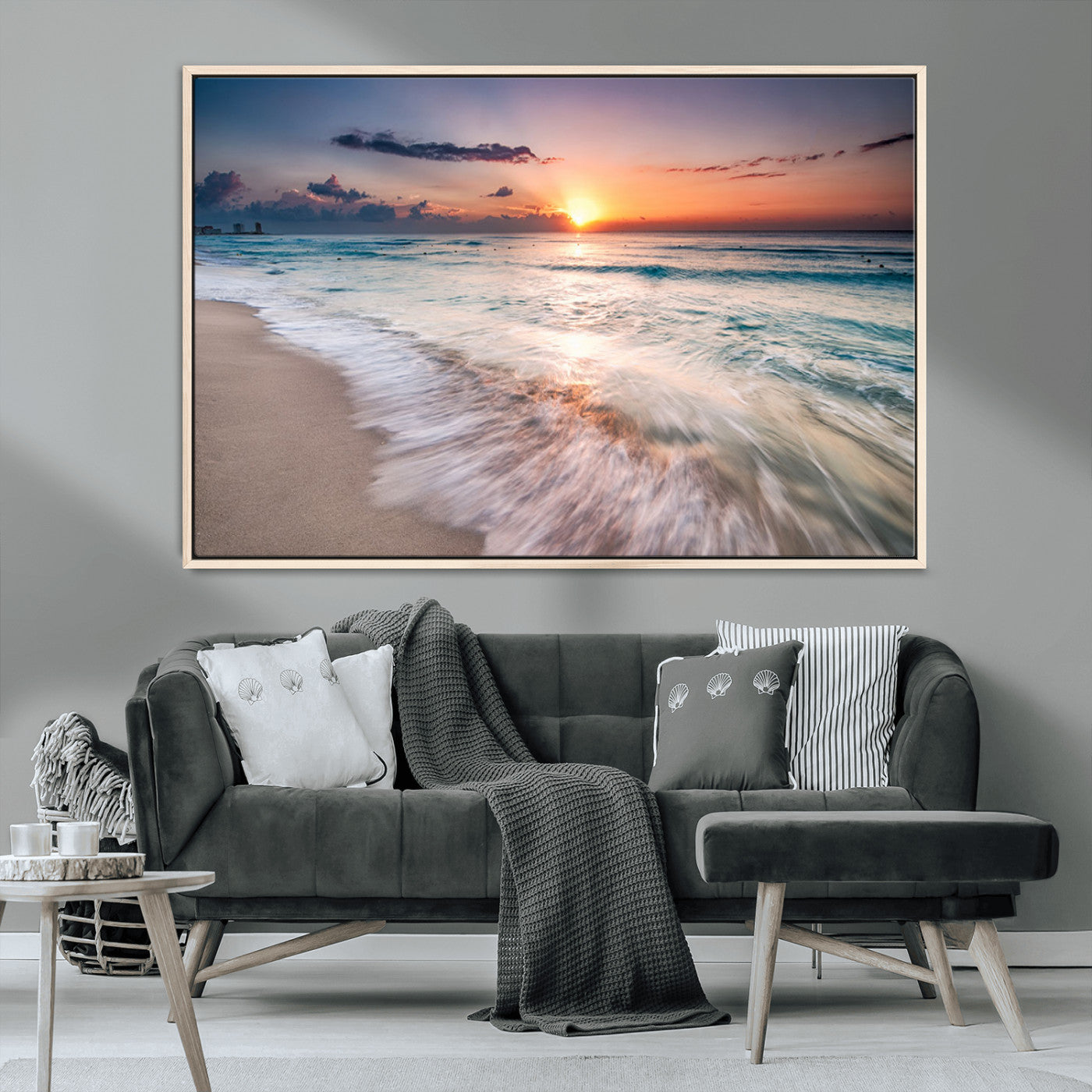 MGV-FC-36X24 - Sunset Beach Wall Art – Soothing Coastal Landscape, Ready to Hang for Tranquil Home Decor