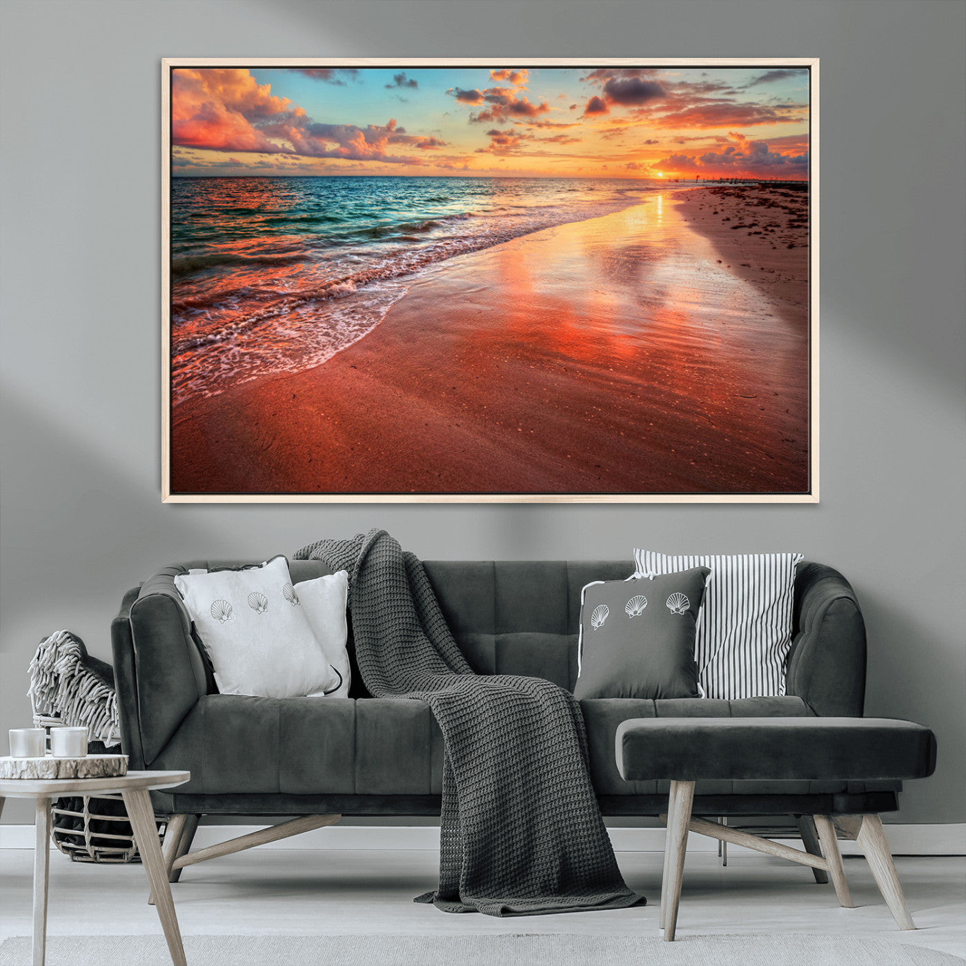 MGV-FC-36X24 - Sunset Beach Wall Art | Ocean Canvas Print | Coastal Wall Art | Tranquil Sunset Canvas Print