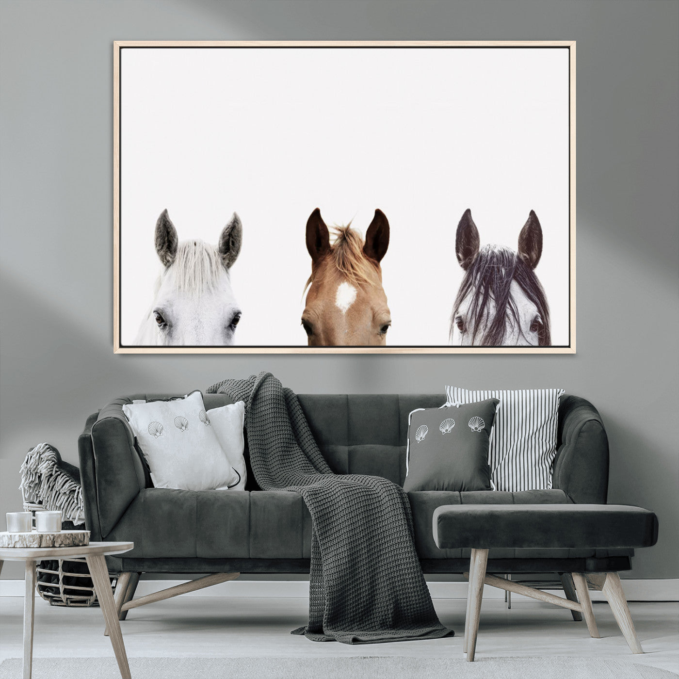 MGV-FC-36X24 - Horse Prints Set, Set of 3 Horse Wall Art, Horses Portraits, Farmhouse Wall Art, Farm Animals