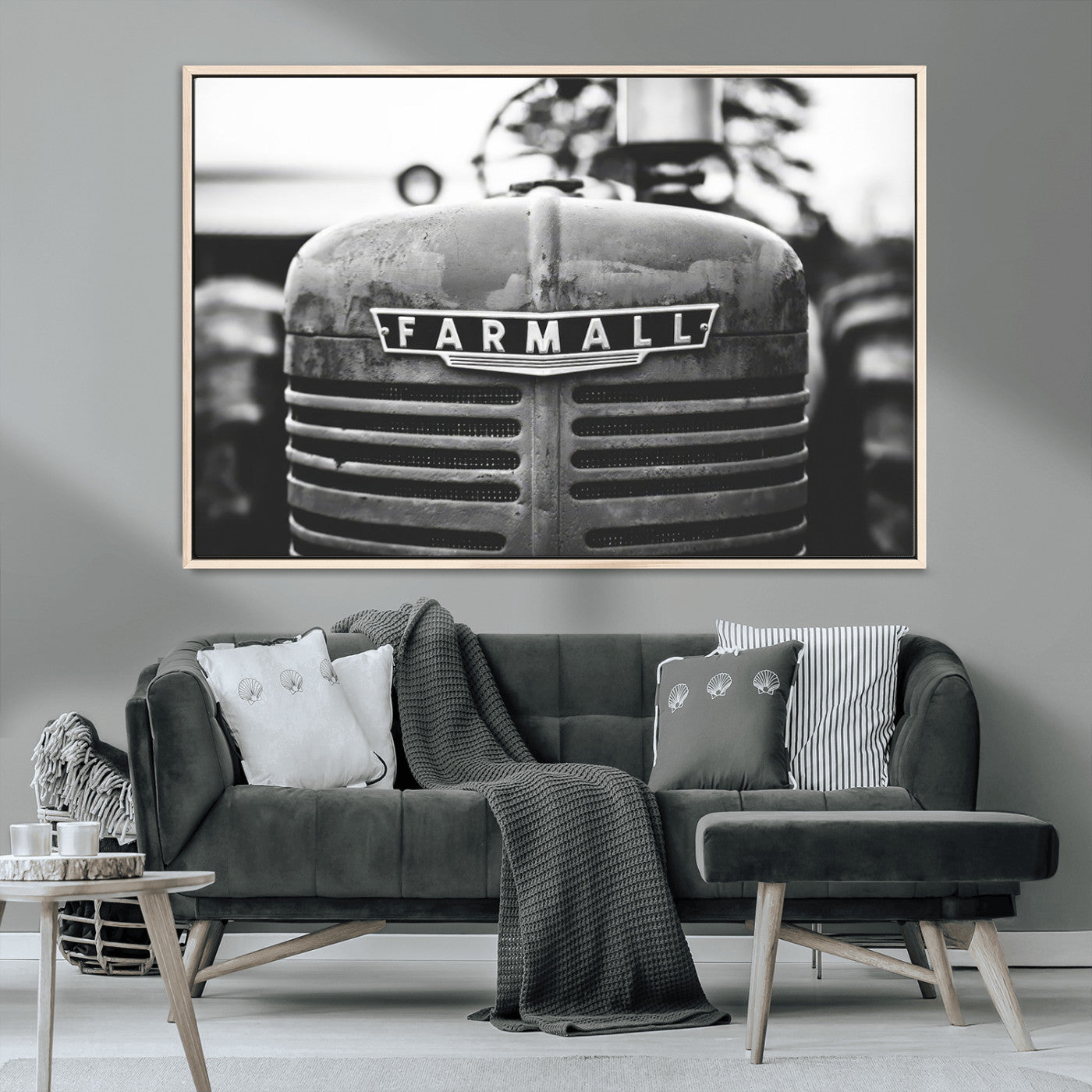 MGV-FC-36X24 - Vintage Farmall Tractor Wall Art Canvas Print, Rustic Farmhouse Decor Ready to Hang