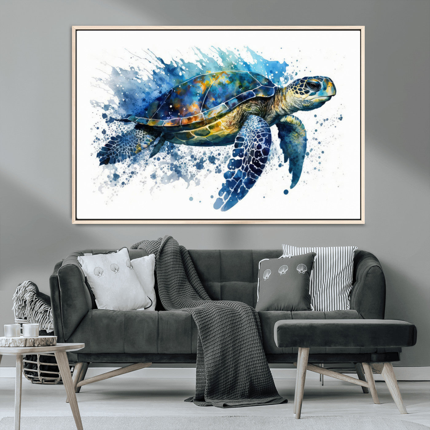 MGV-FC-36X24 - Watercolor Turtle Wall Art Canvas Print for Decoration