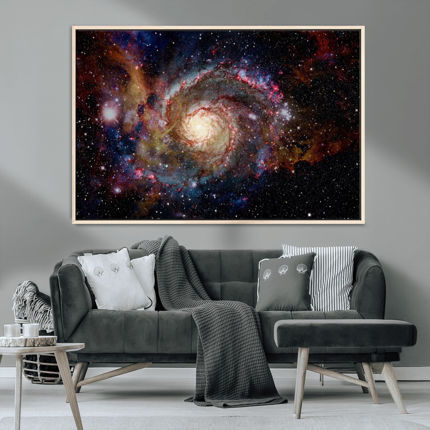 MGV-FC-36X24 - Nebula and Galaxies in Space Wall Art Canvas Print, Spiral Galaxy Wall Art Canvas Print
