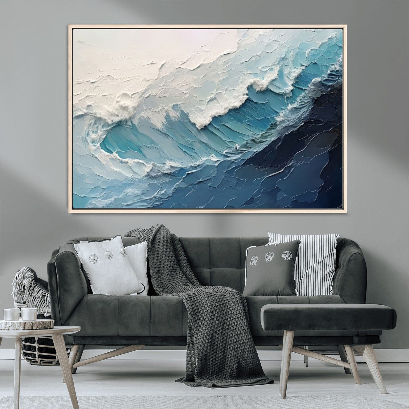 MGV-FC-36X24 - Ocean Wave Canvas Wall Art Print - Coastal Wall Decor for Living Room - Large Ocean Wave Wall Art