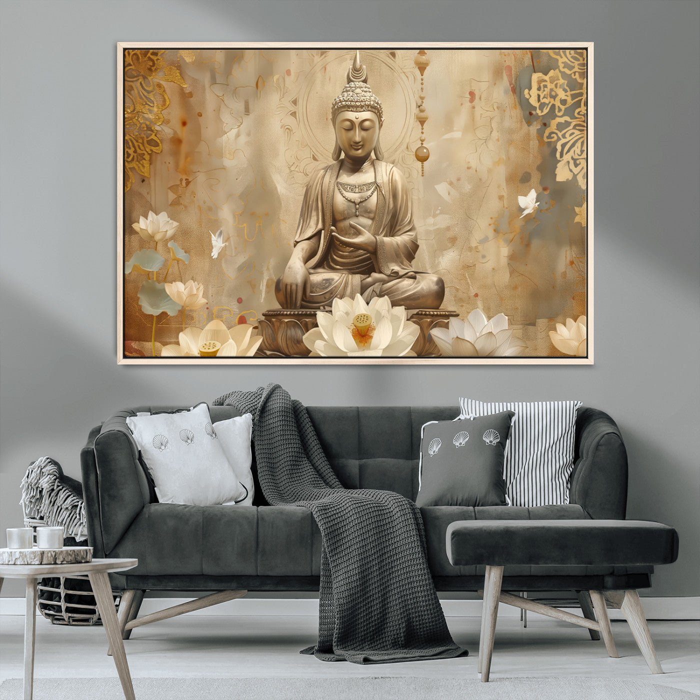 MGV-FC-36X24 - Buddha Wall Art Canvas Print, Buddha Meditation Room Decor, Yoga Room Wall Decor