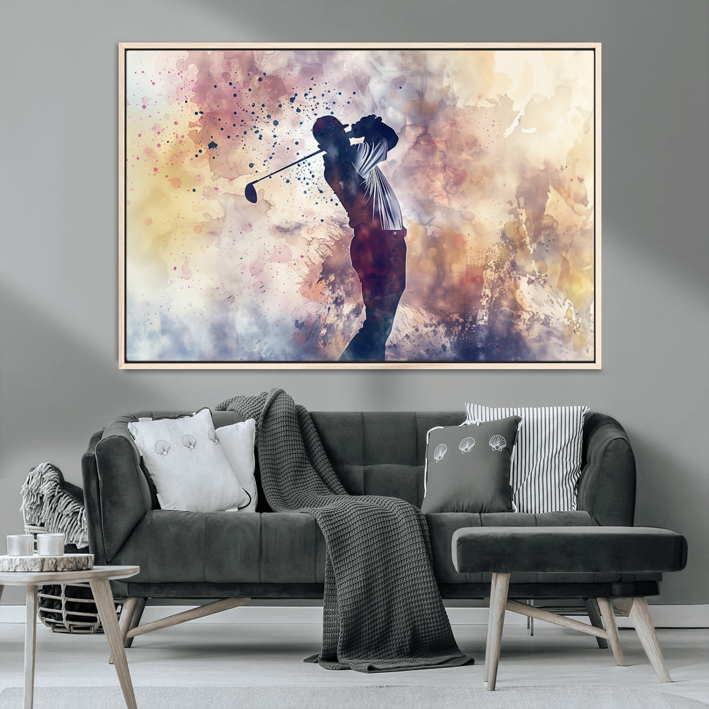 MGV-FC-36X24 - Abstract Watercolor Golf Player Wall Art Canvas Print