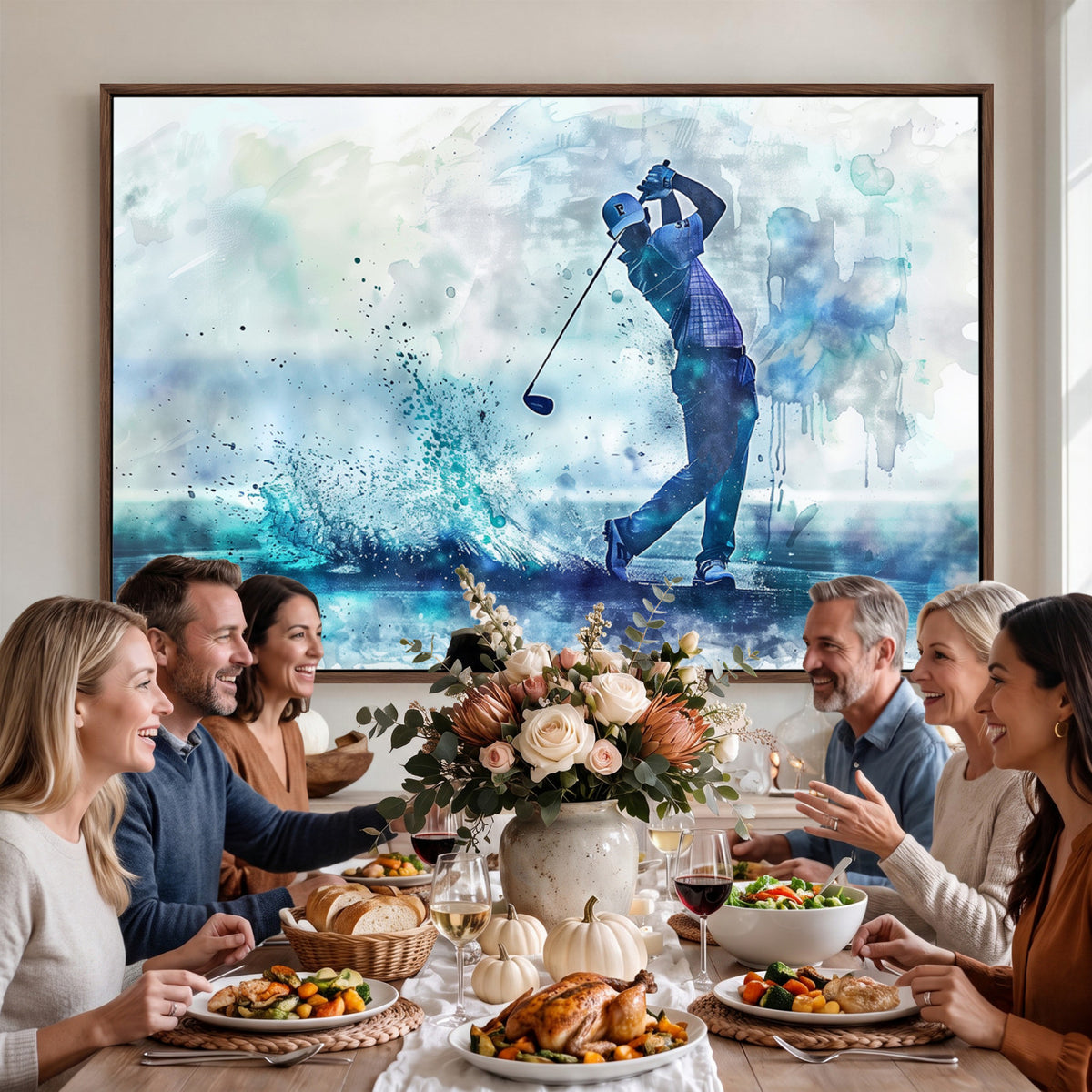 45328-MGV-CV-36X24 - Watercolor Abstract Golf Swing Wall Art Canvas Print