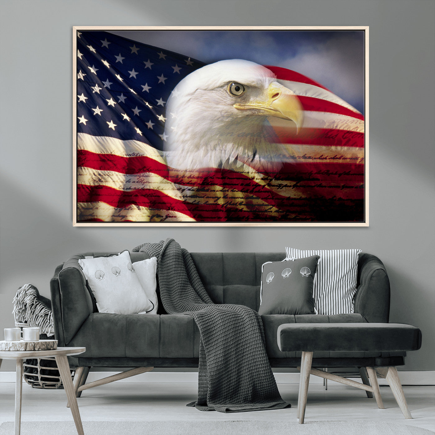 MGV-FC-36X24 - American Flag Eagle Symbol Wall Art, American Flag Eagle Wall Art Canvas Print
