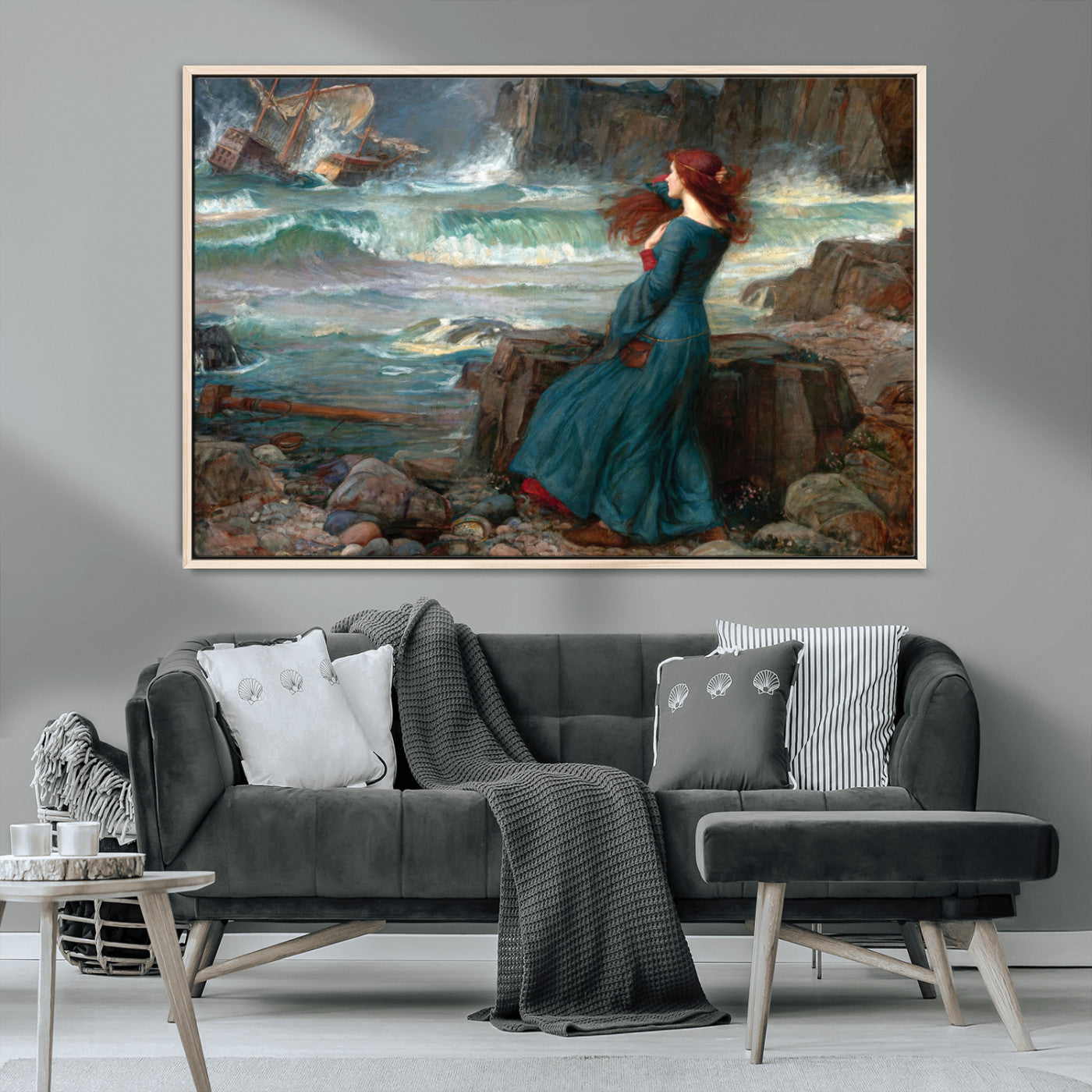 -Miranda by the Shore Wall Art Canvas Print – Tempest Scene Ocean Storm – Ready to Hang