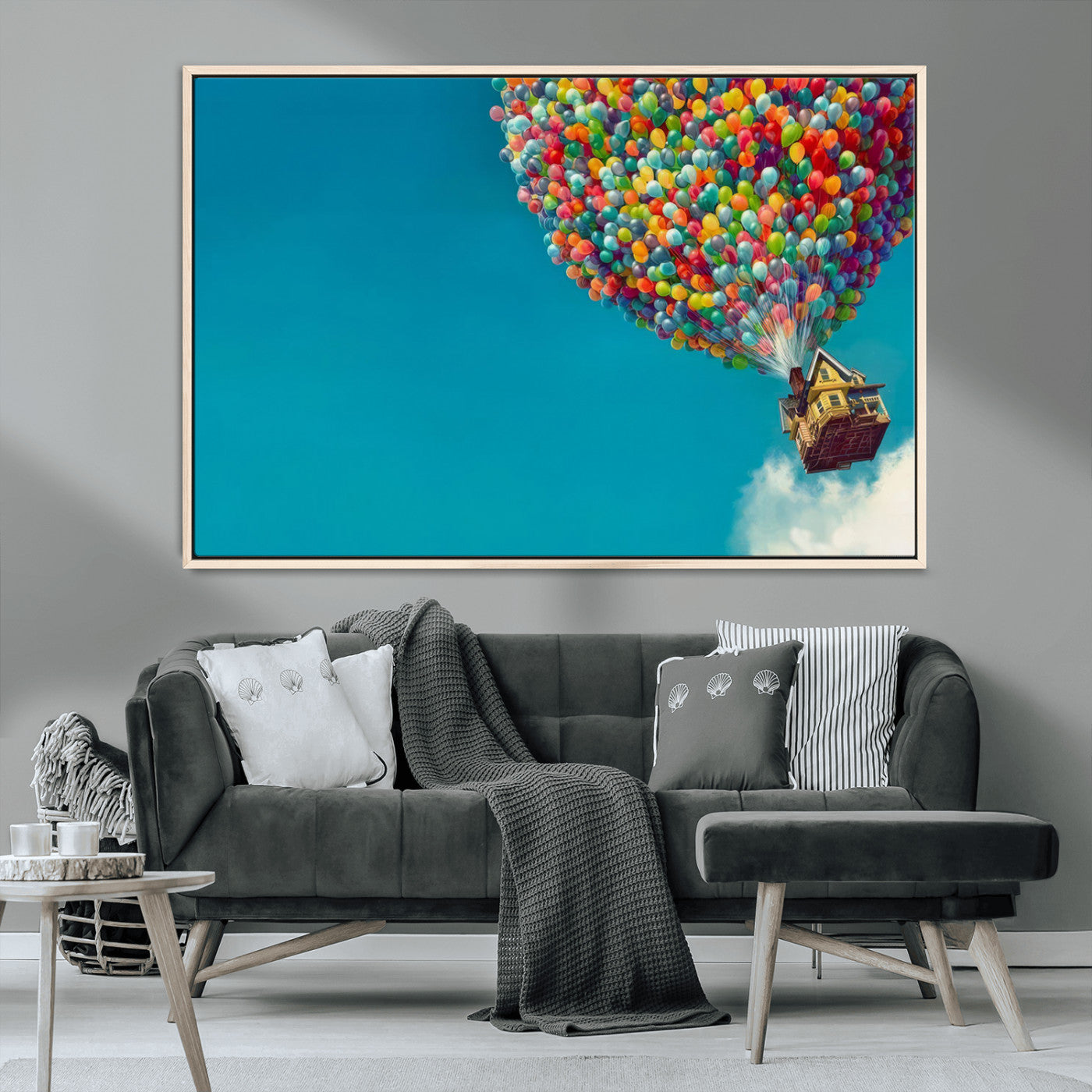 MGV-FC-36X24 - Carl Fredricksen, Up Movie Wall Art, Colorful Balloon House Art | Whimsical Wall Decor for Living