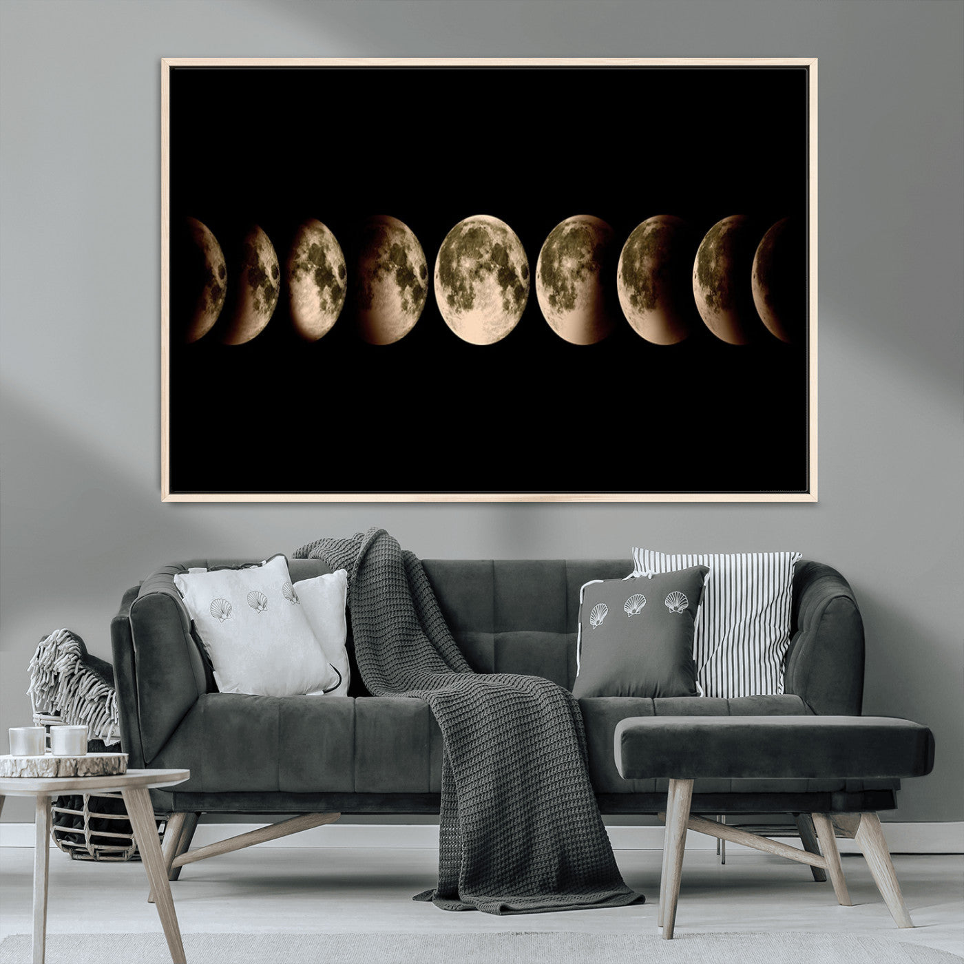 MGV-FC-36X24 - Phases of the Moon Wall Art | Canvas Print for Modern Wall Decor | Ready to Hang and Framed