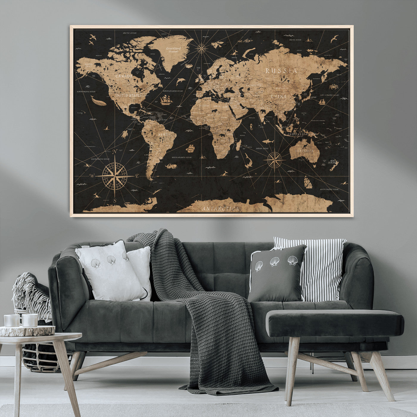 61023-MGV-CV-36X24-World Map Canvas Print – Framed Wall Art for Home Decor