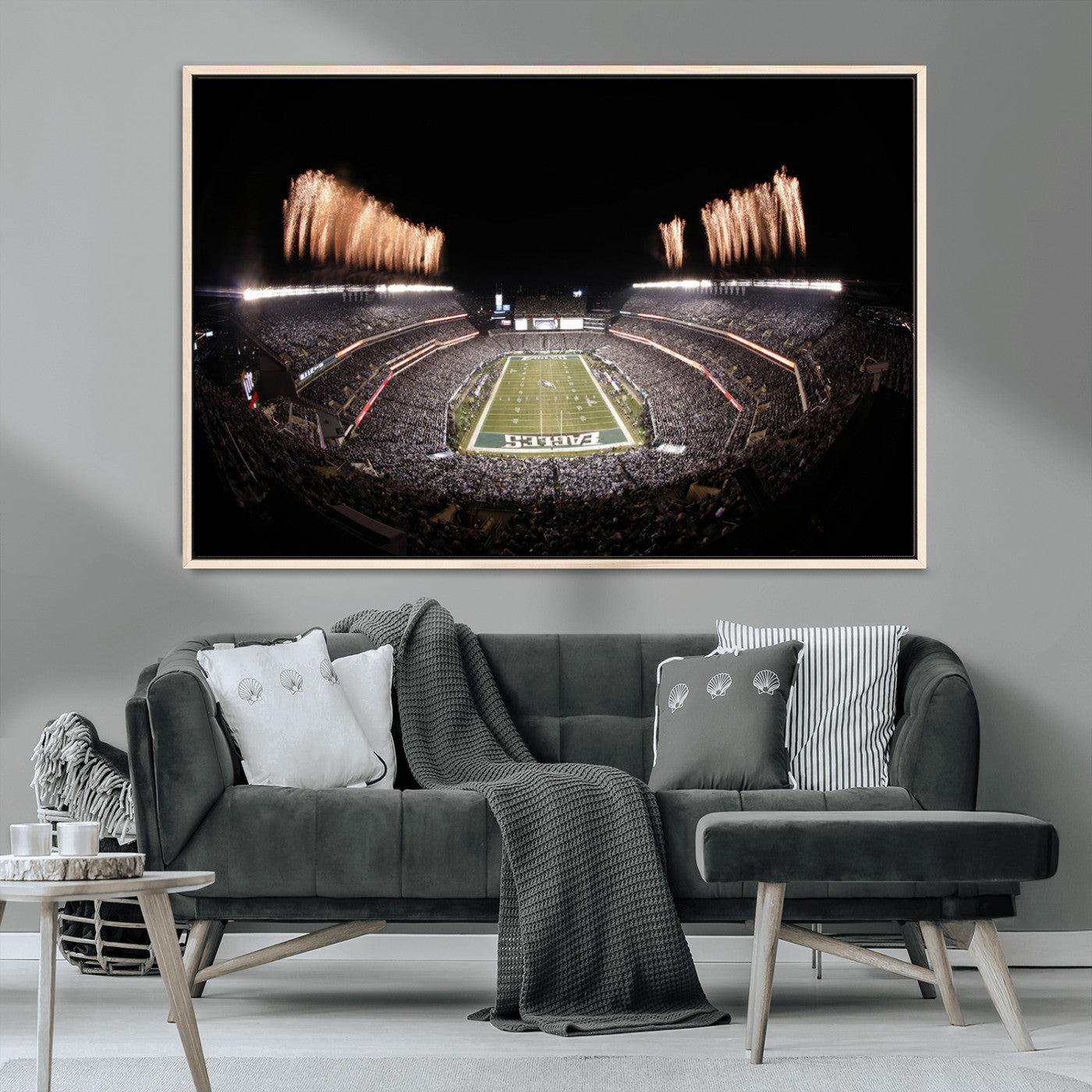 48893-MGV-CV-36X24-Eagles Field Stadium Wall Art - Lincoln Financial Field Fireworks Game Triple Canvas Wall Art -
