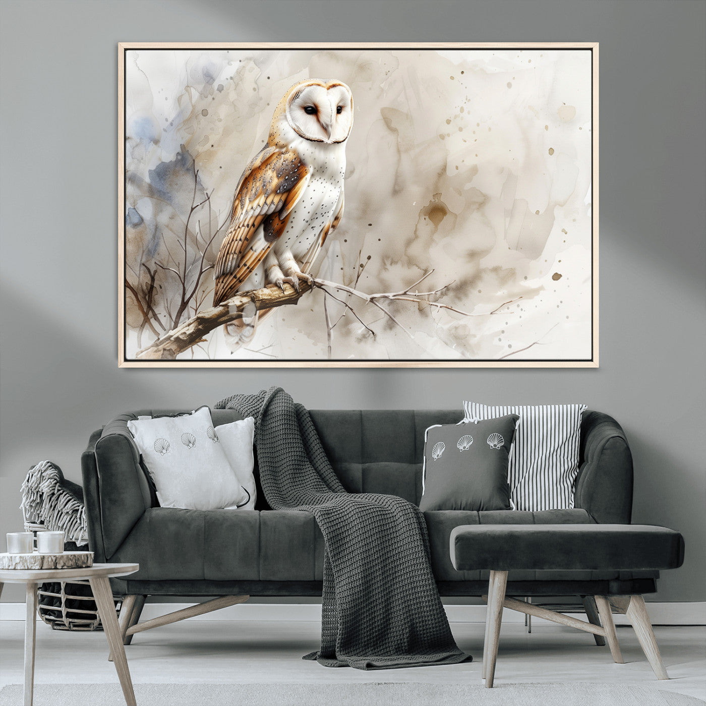 MGV-FC-36X24 - Barn Owl Wall Art | Watercolor Canvas Print | Perfect for Farmhouse Wall Decor | Ready to Hang