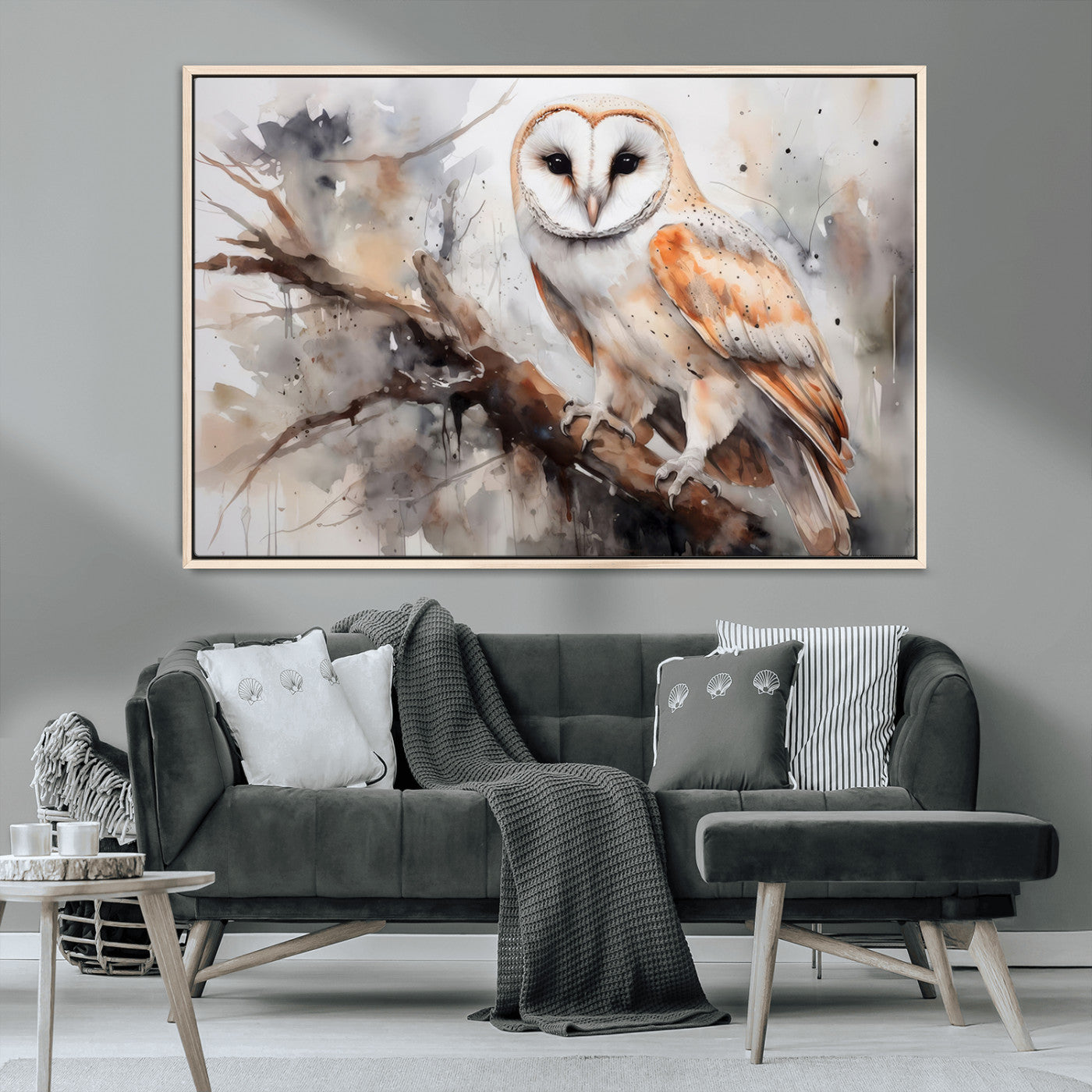 MGV-FC-36X24 - Barn Owl Wall Art | Watercolor Barn Owl Canvas Print | Perfect for Farmhouse Wall Decor | Ready to