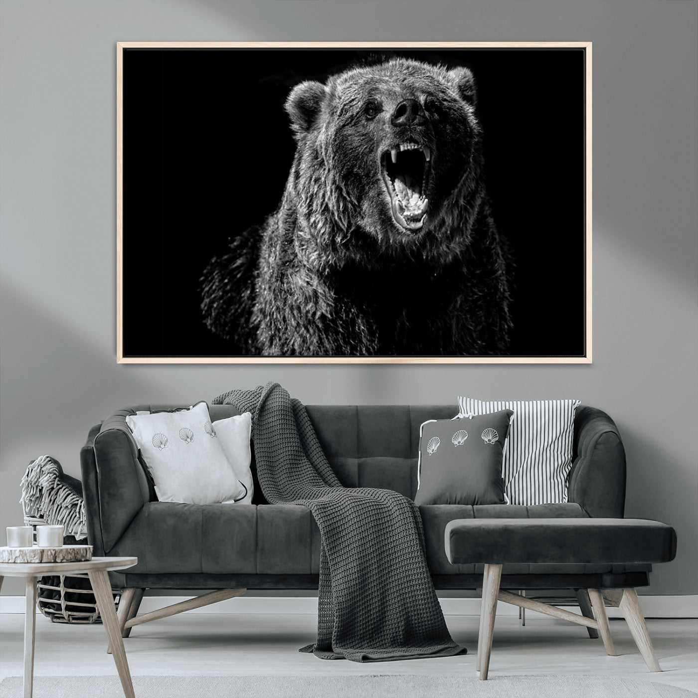 MGV-FC-36X24 - Bear Canvas Print | Wildlife Wall Art for Cabin Decor | Ready to Hang Framed