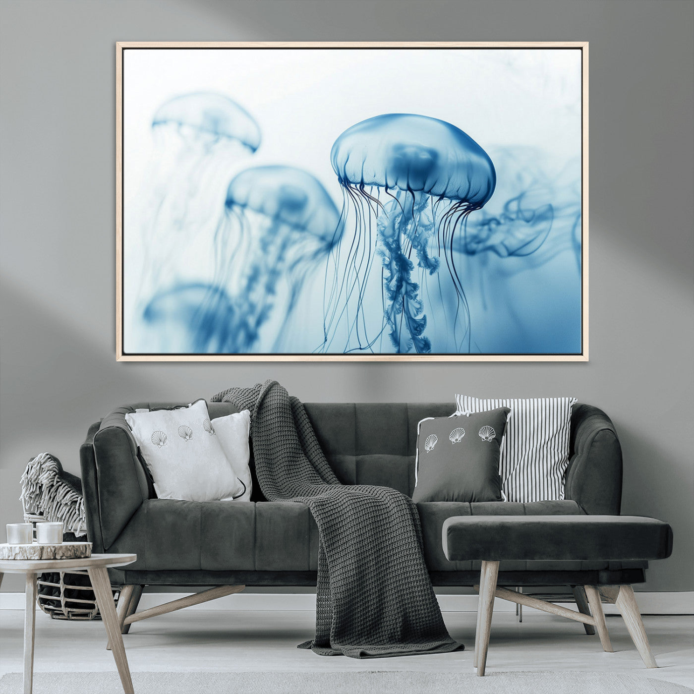 MGV-FC-36X24 - Blue Jellyfish Wall Art Canvas Print