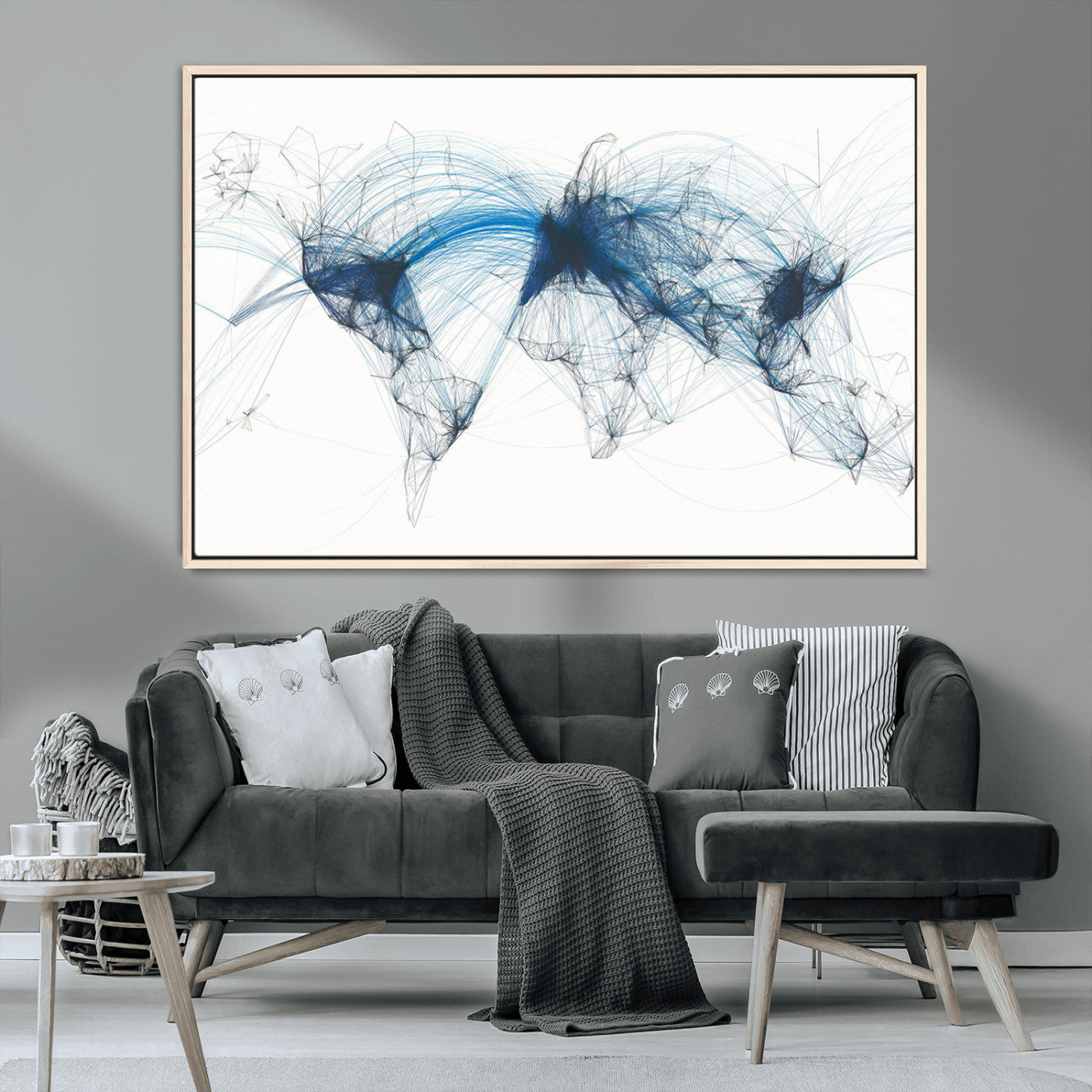 MGV-FC-36X24 - Push Pin World Map Canvas Print – Framed Wall Art for Couples to Track Their Travels – Anniversary