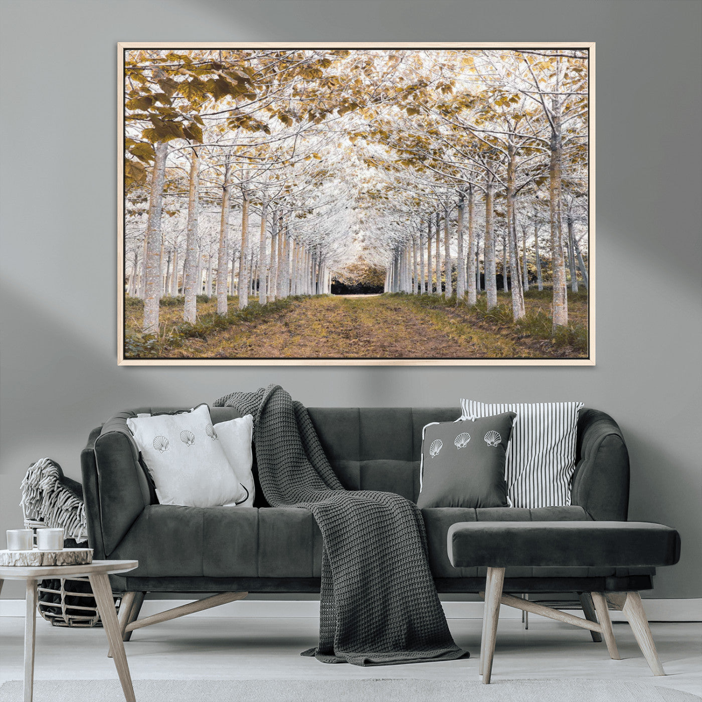 MGV-FC-36X24 - Forest Grove Wall Art | Serene Pathway Canvas Print | Ready to Hang and Framed Nature Wall Decor for